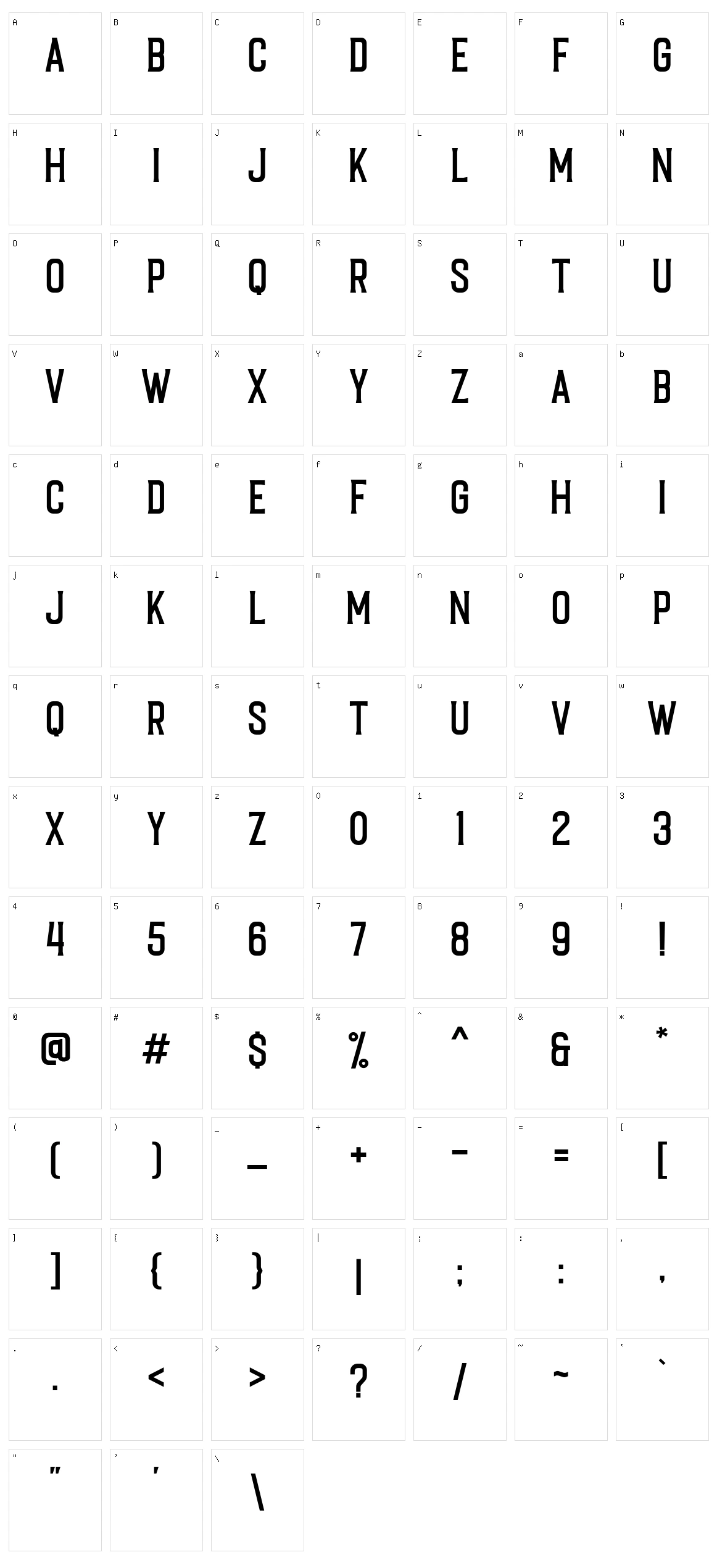 Caligor Sans Character Set