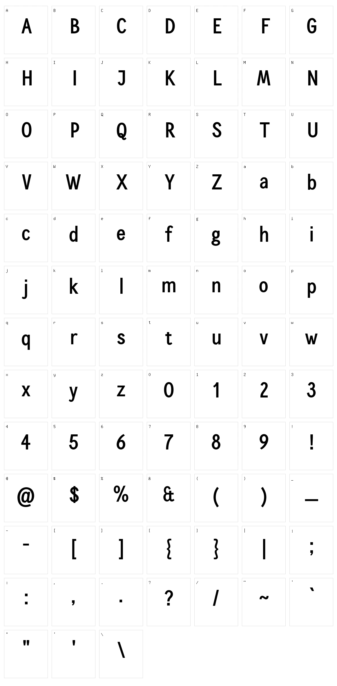 Calling Cards Character Set