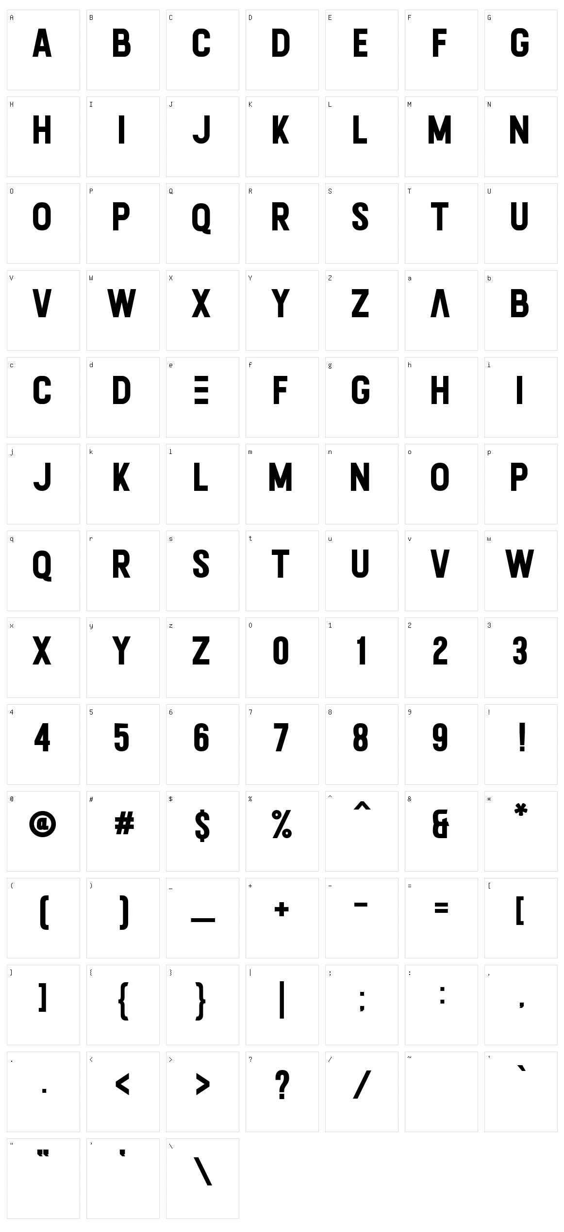 Calvier Character Set