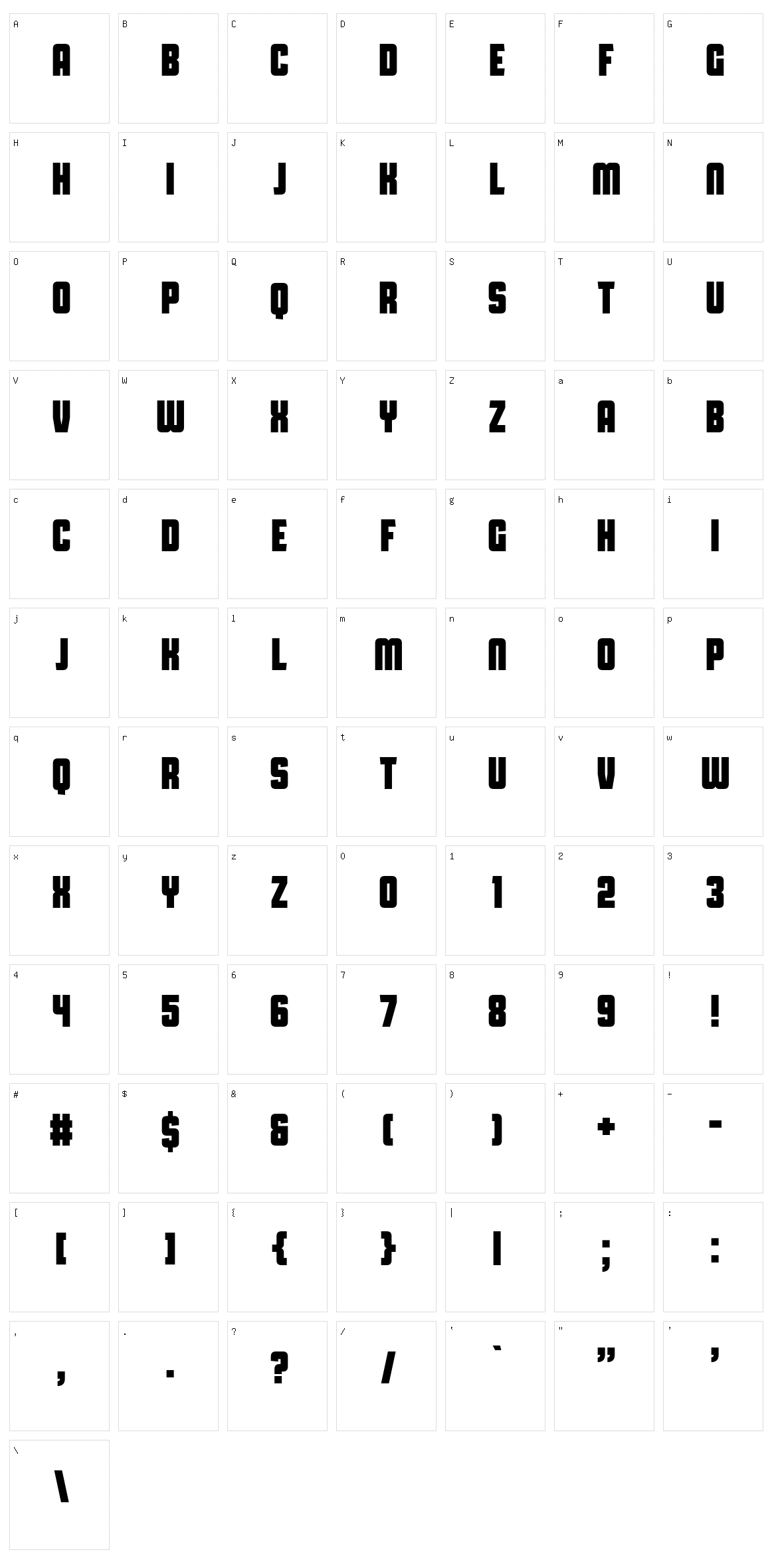 Capital Daren Character Set