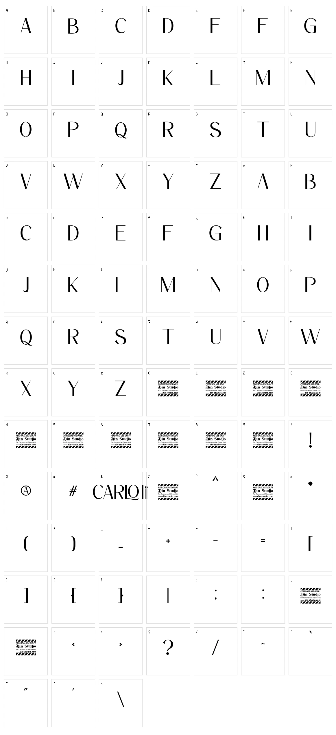 Carloti Character Set