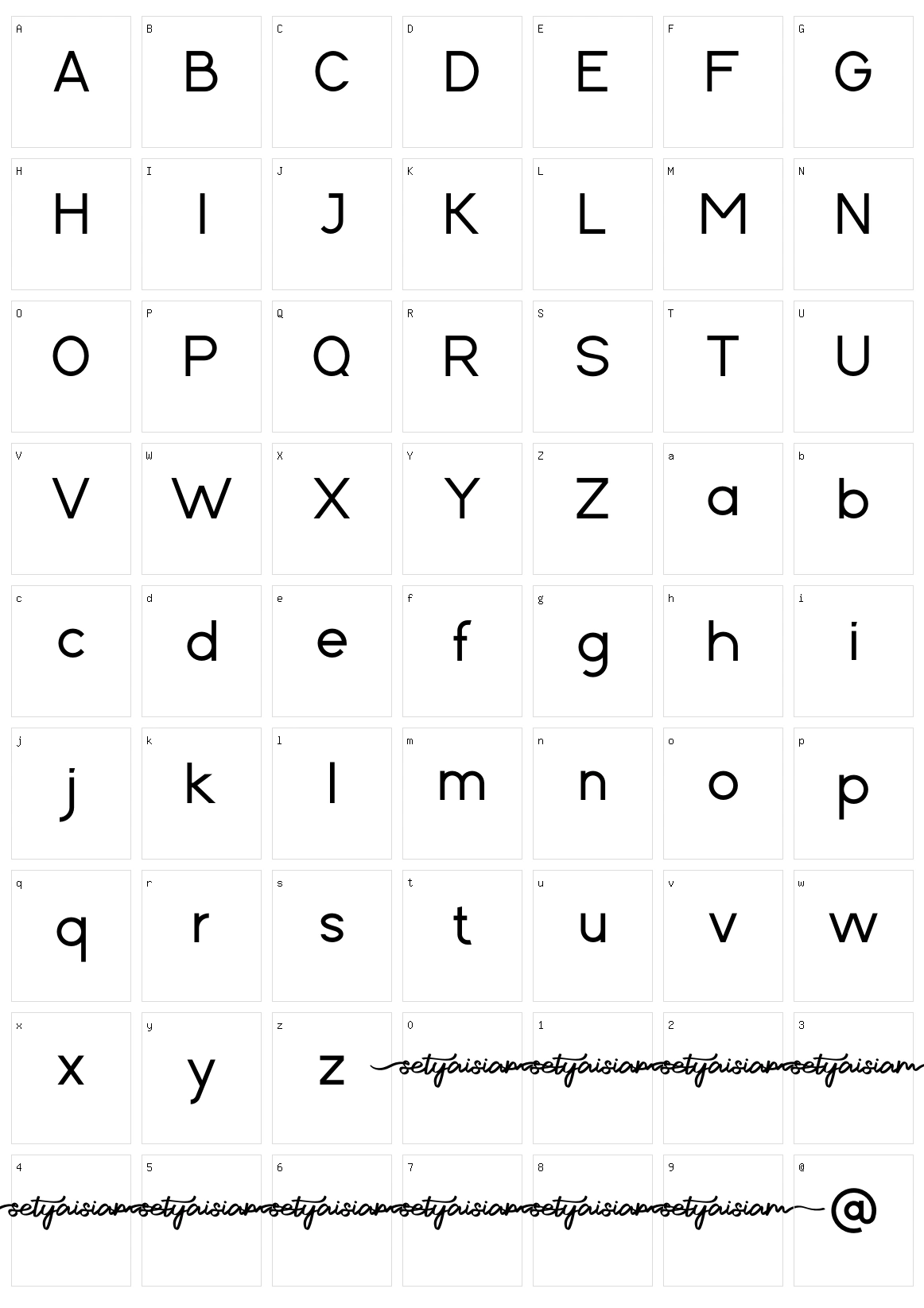 Cartica Character Set