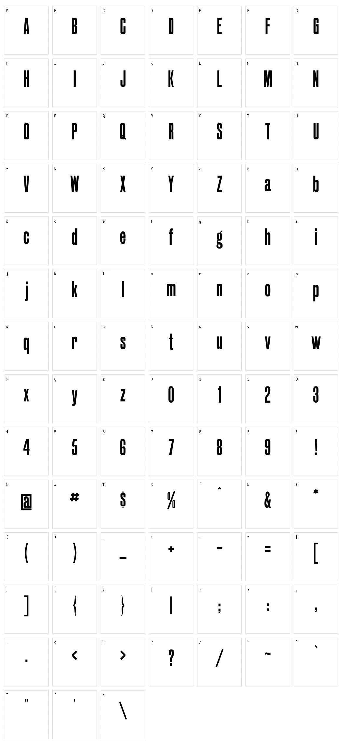 Castle Press No2 Character Set