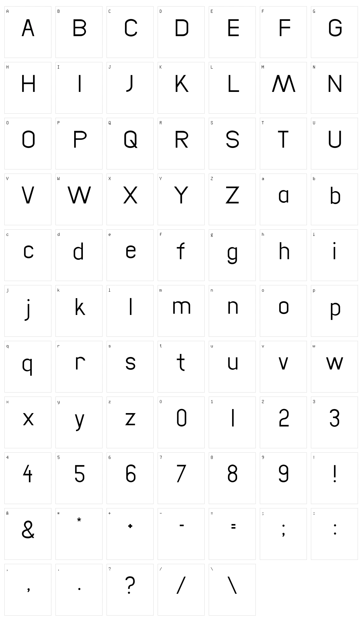 Cata Sans Character Set