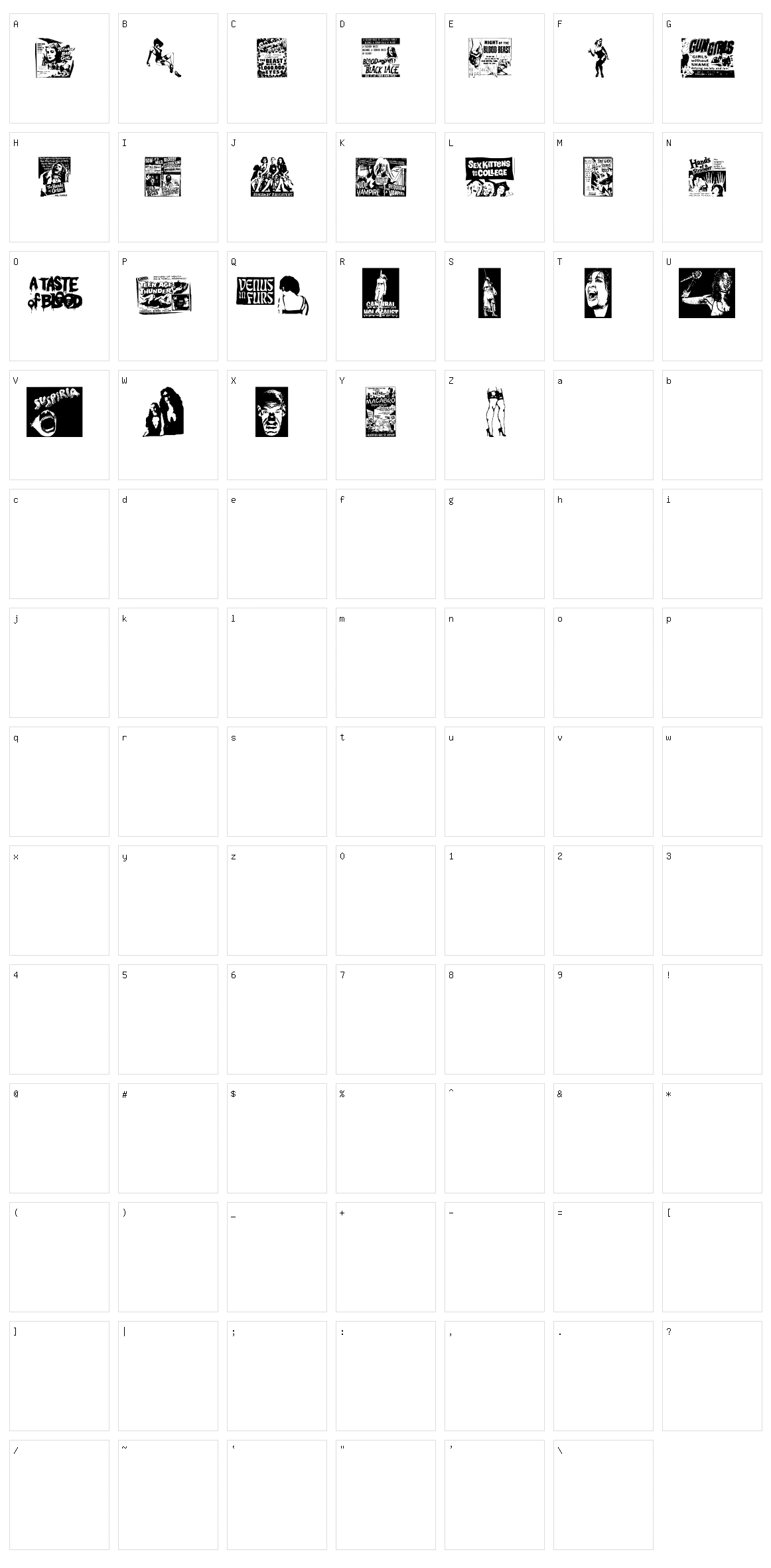 B Movie Dings Character Set