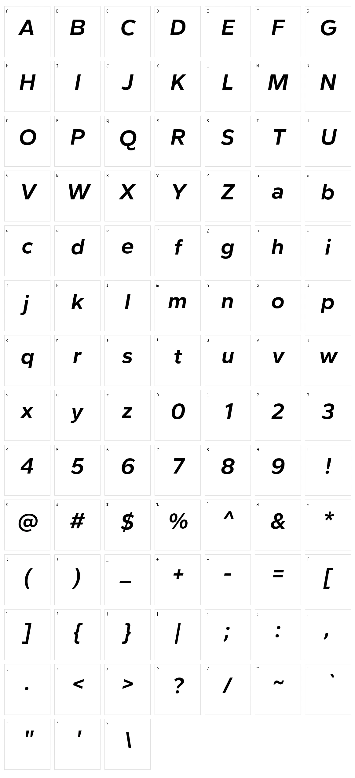 Cedora Character Set