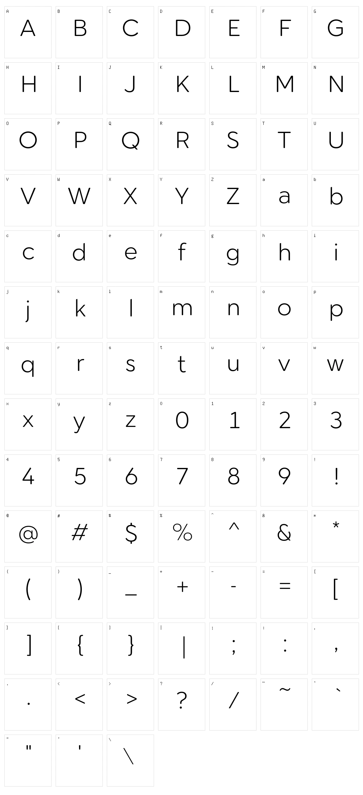 Cerco Character Set