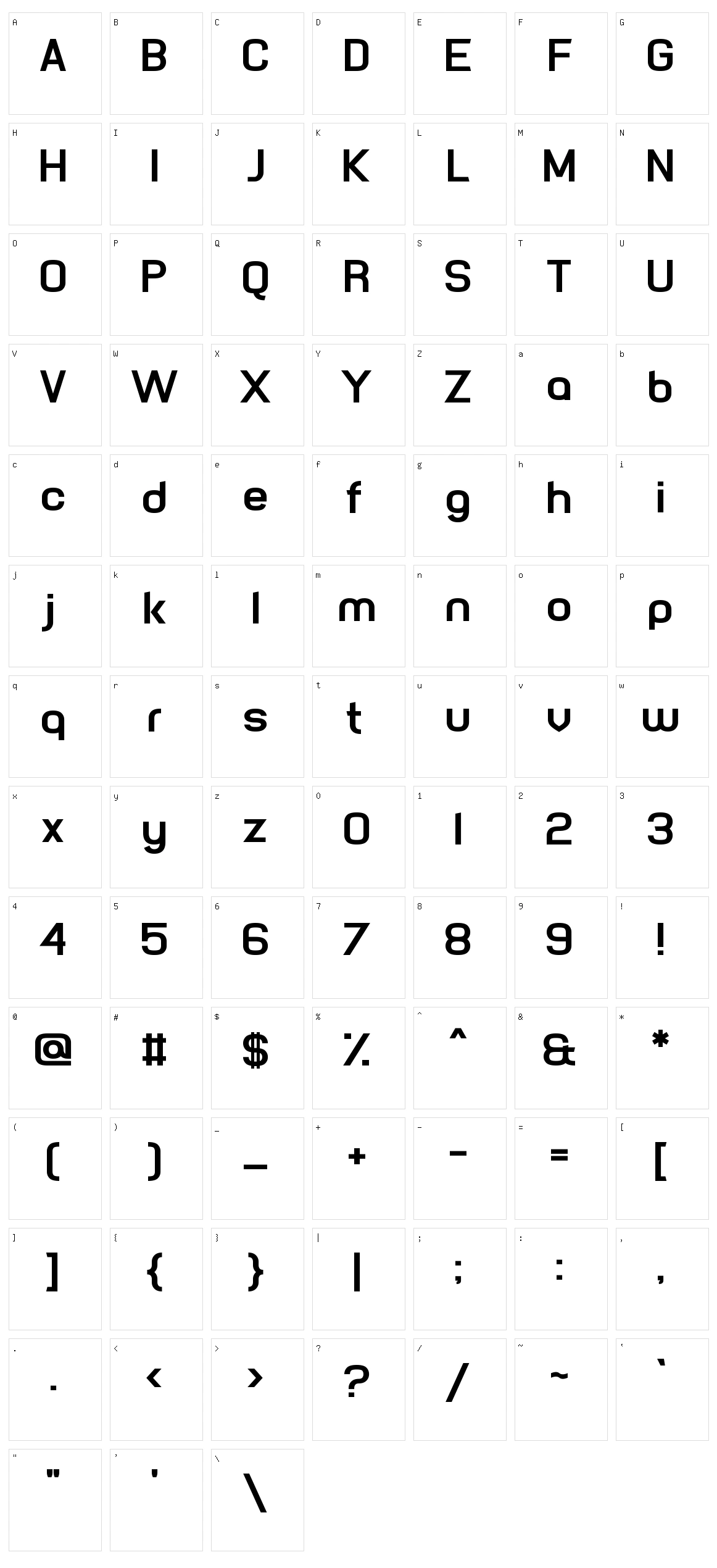 Chavelite Character Set