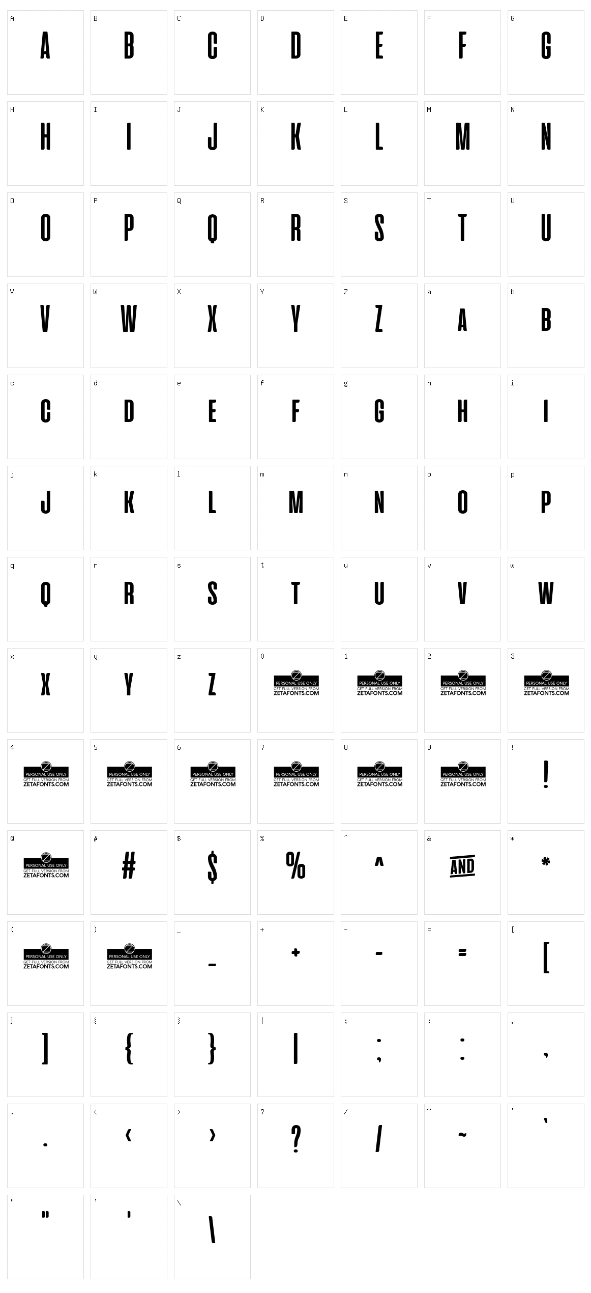 Cinematografica Character Set