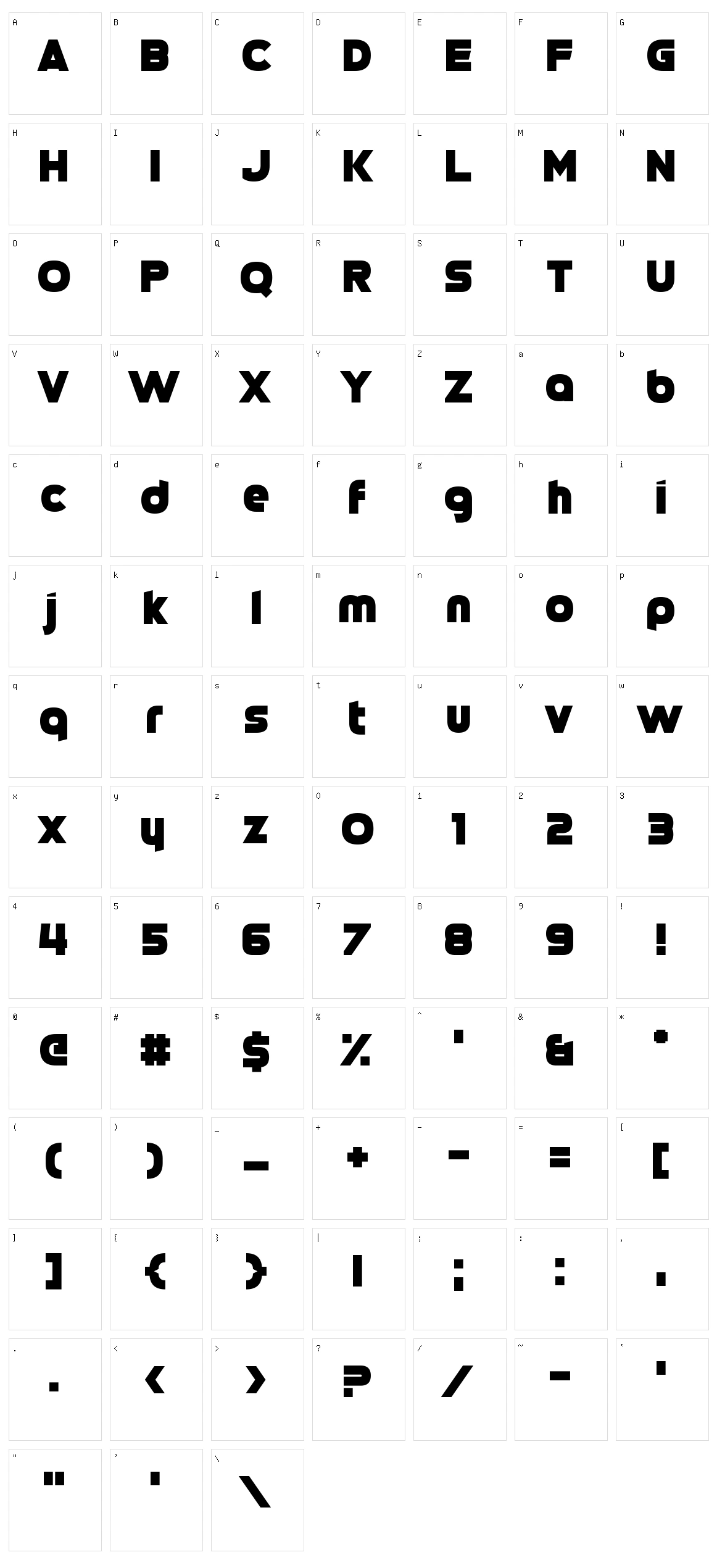 Cinqcent Character Set