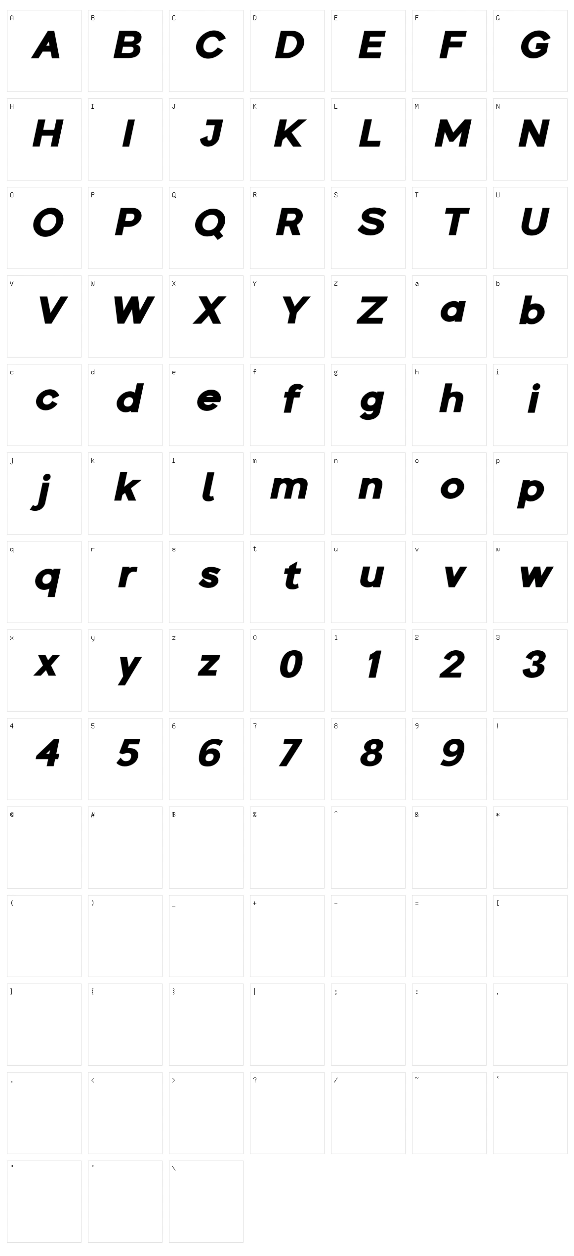 Colasta Character Set