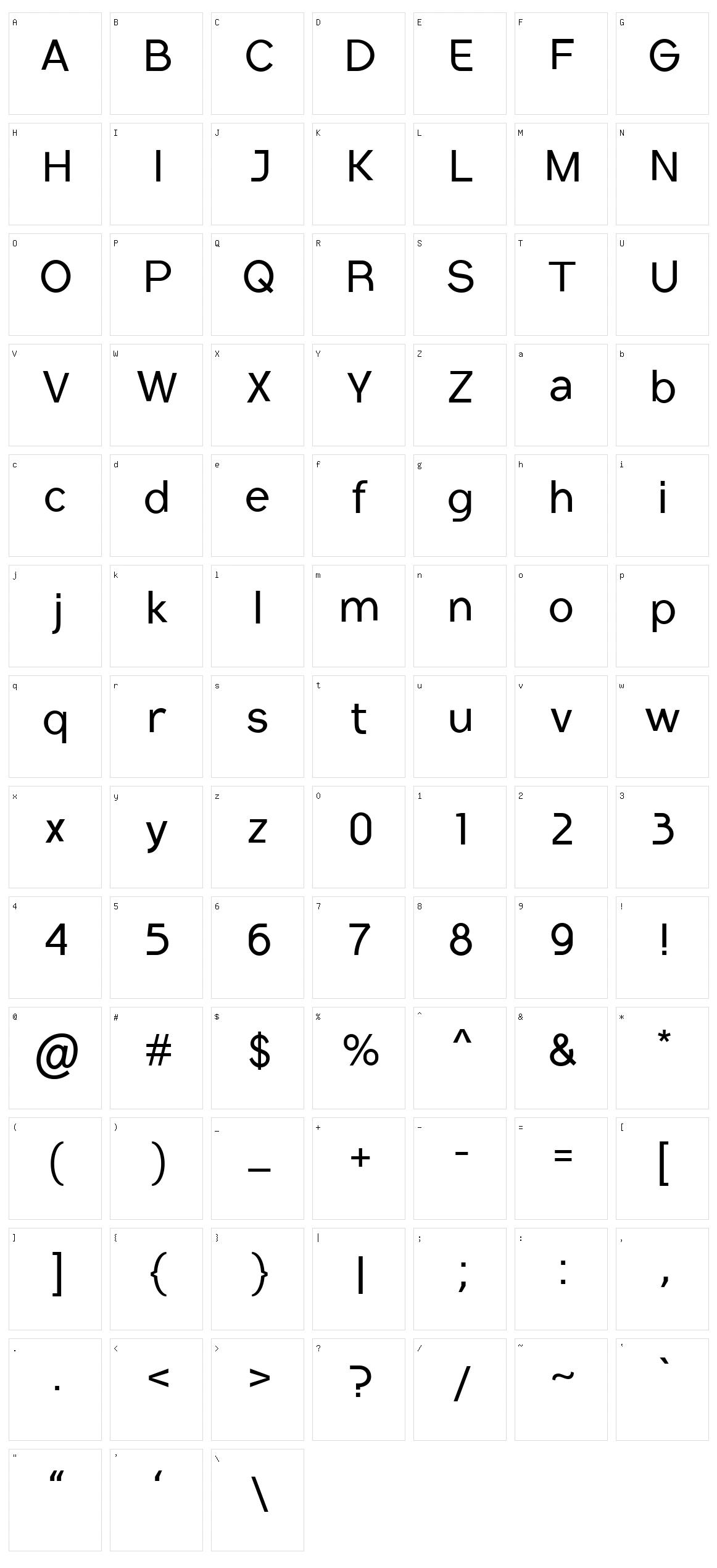 Conceptual Progressive Character Set