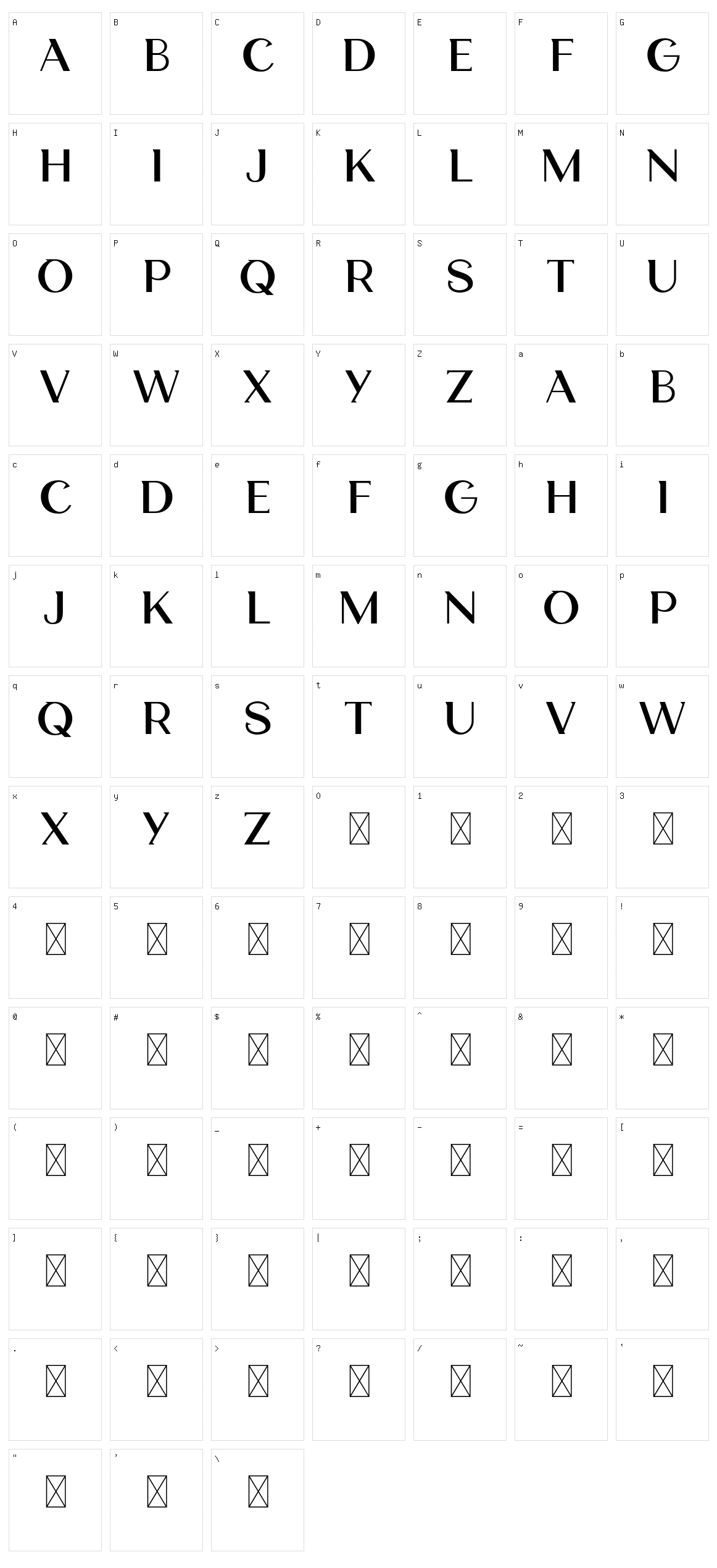 Cosmith Character Set