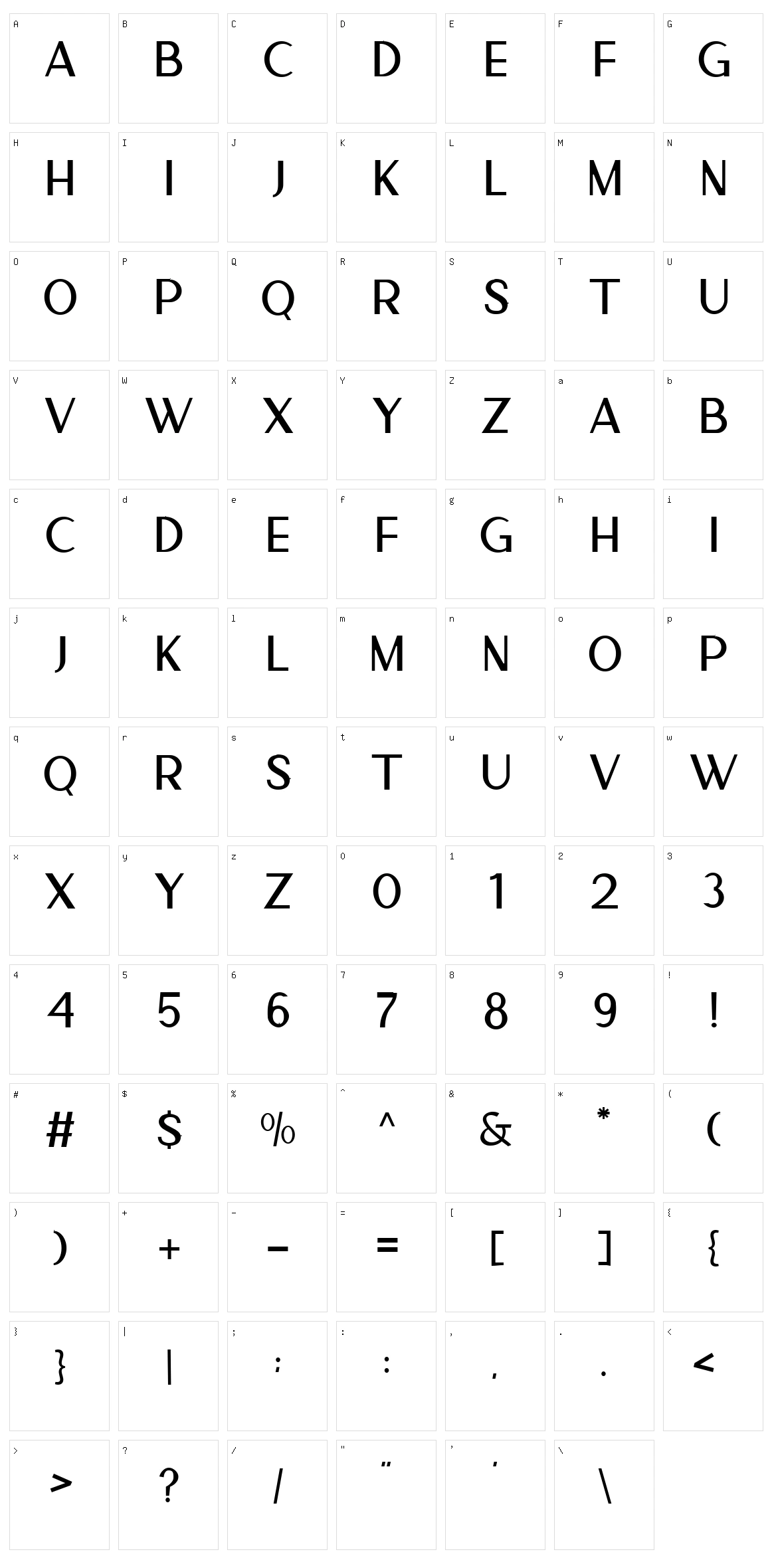Cremona Character Set