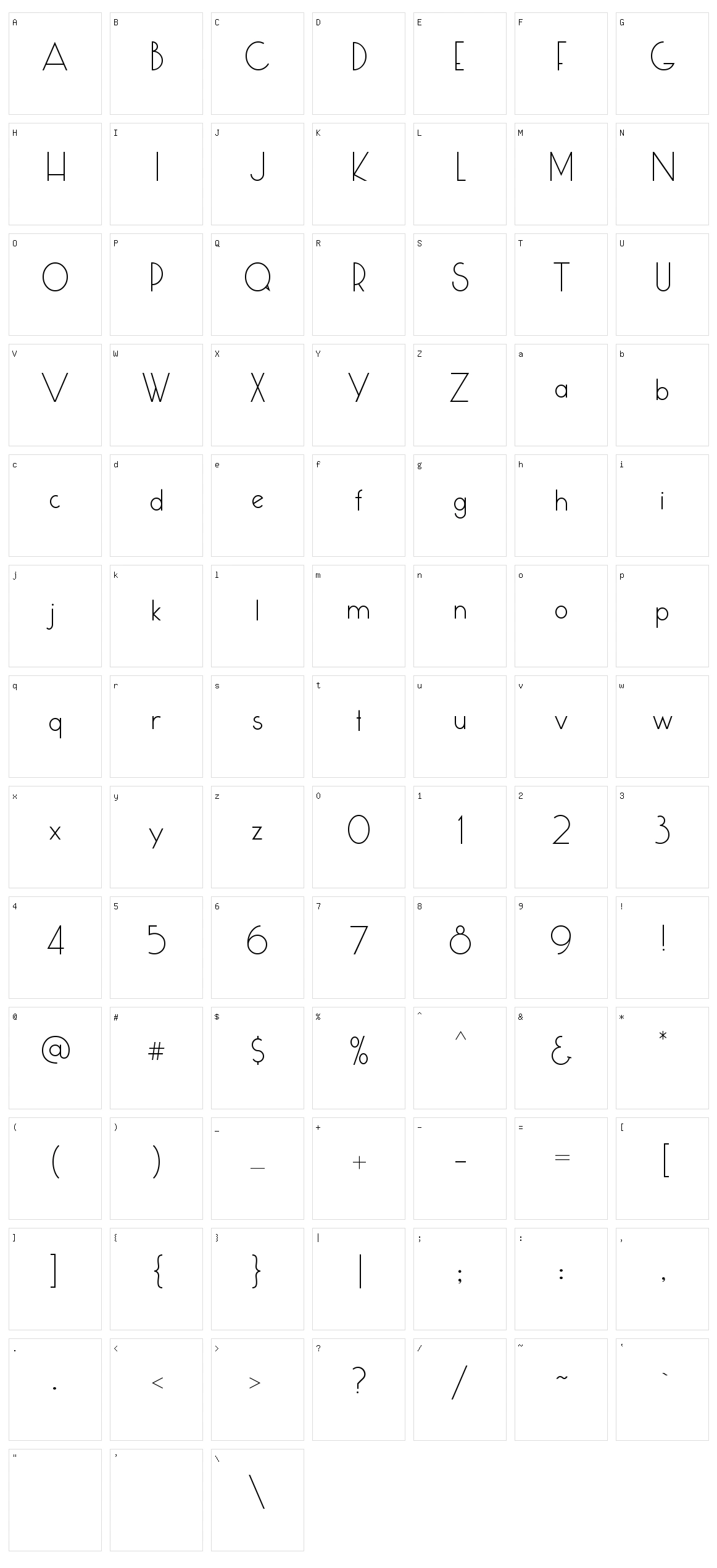 Cumulus Character Set