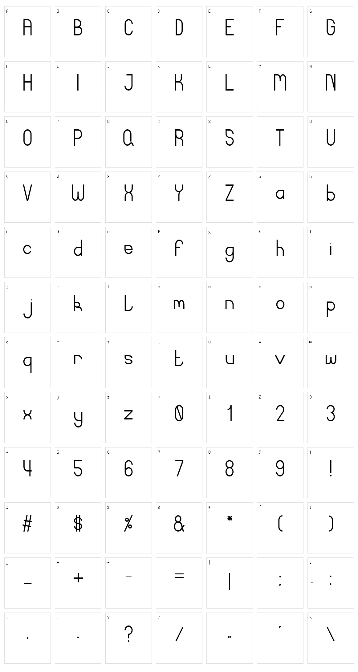 Curvada Character Set