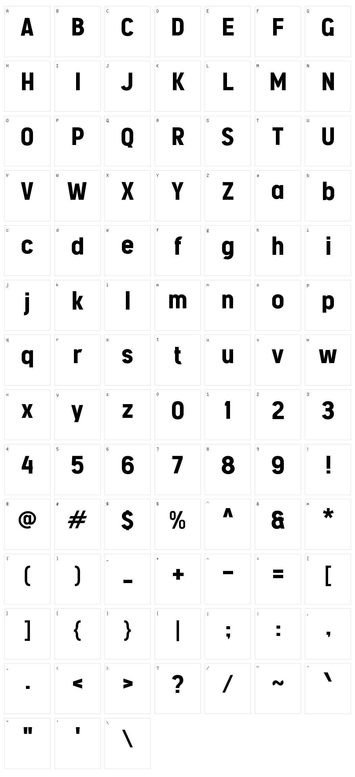 d Diam Character Set
