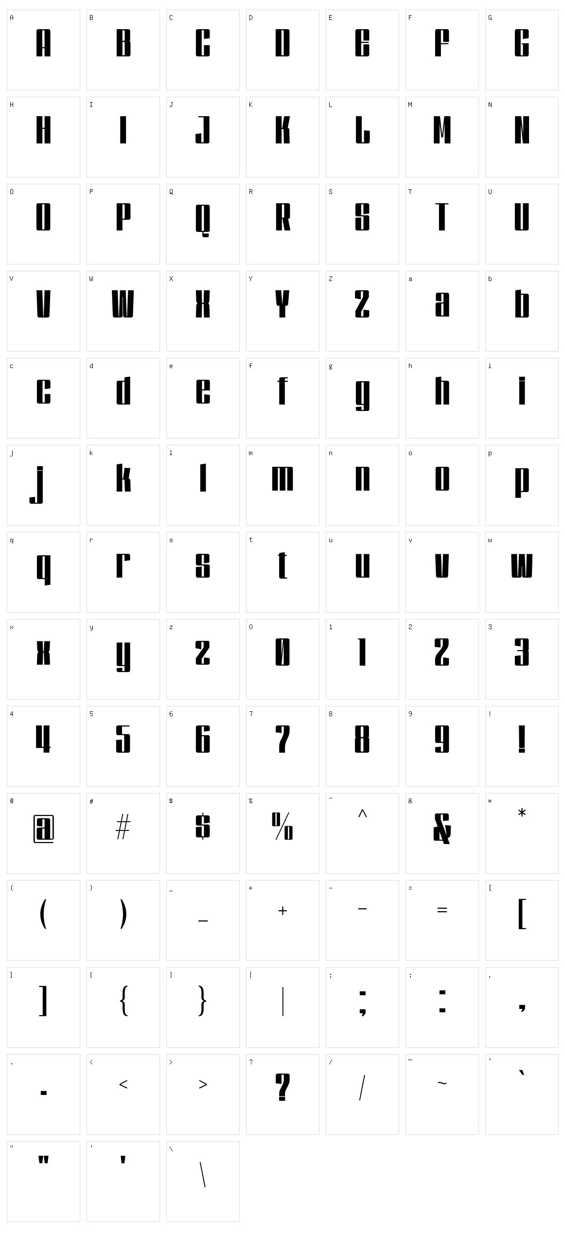 Dankfield Character Set
