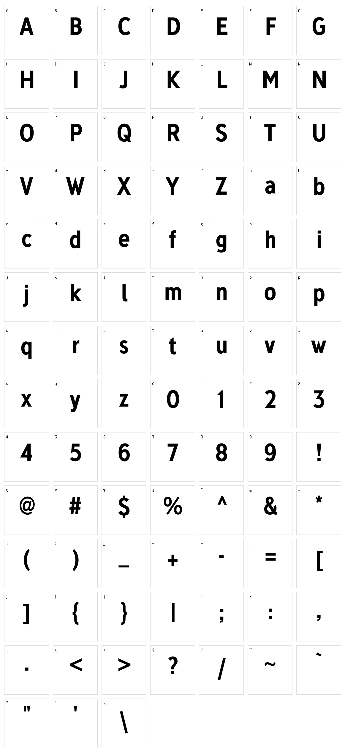 Deansgate Character Set