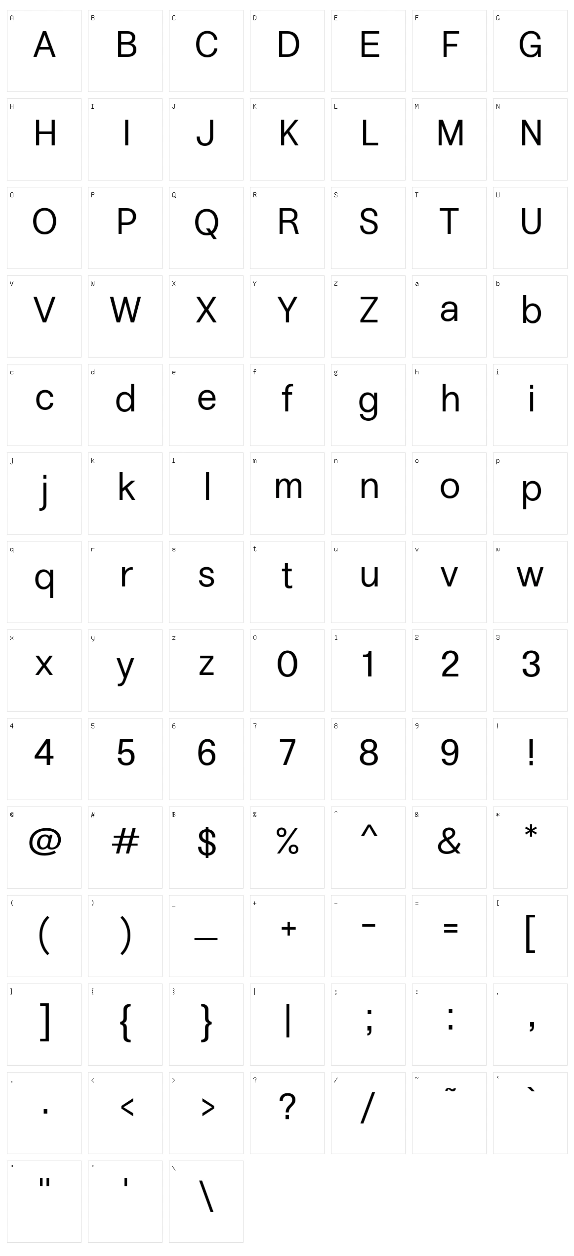 Default Sans Character Set