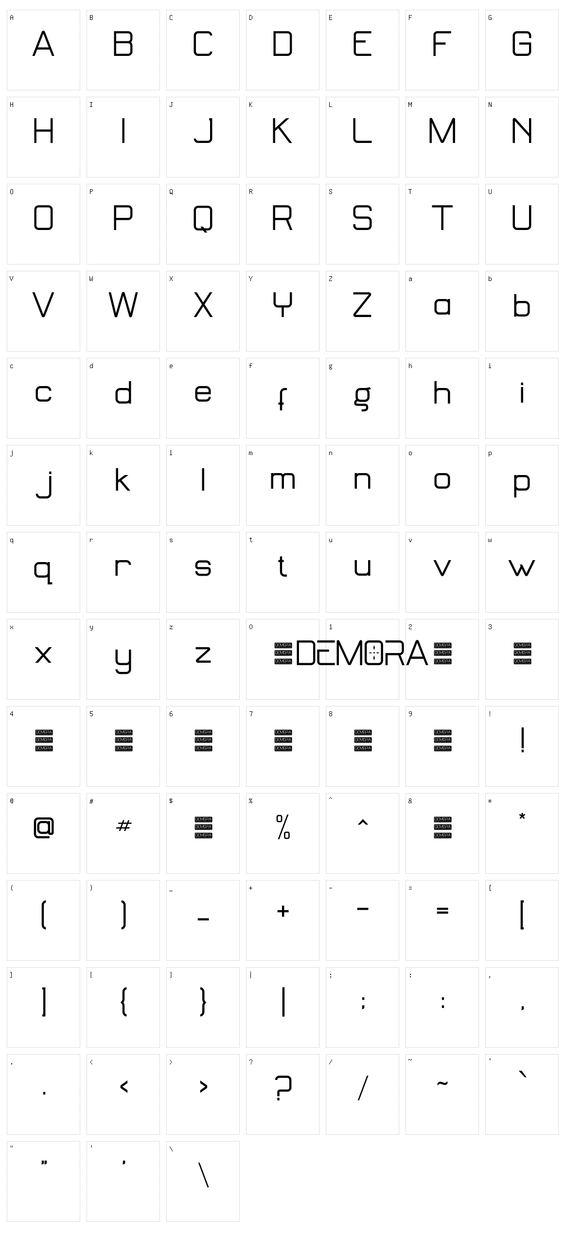 Demora Character Set