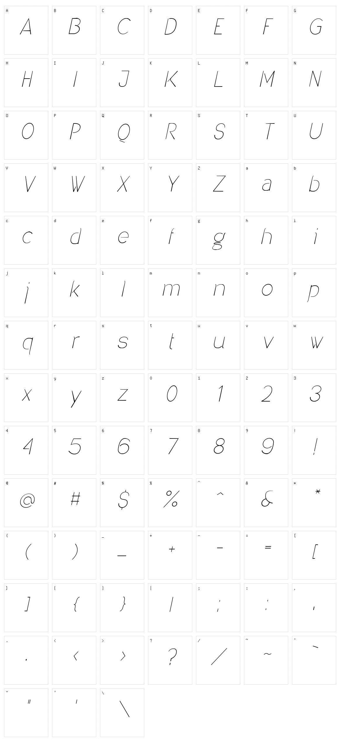 Denigan Character Set