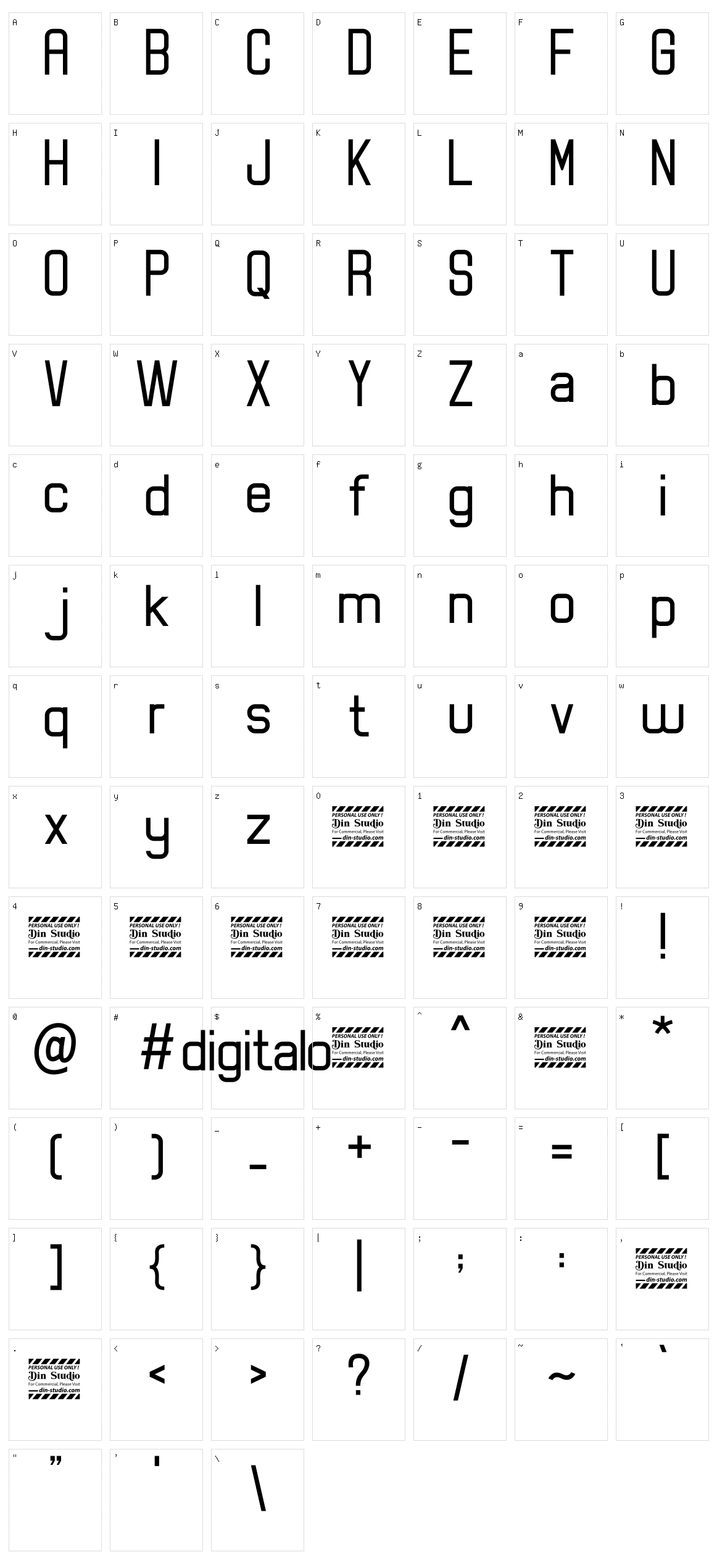 Digitalo Character Set
