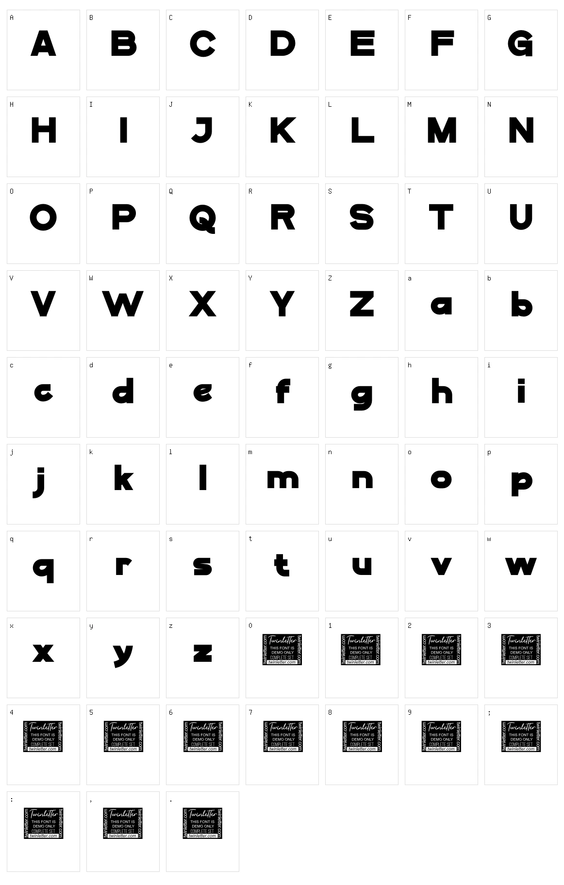 Digofa Character Set