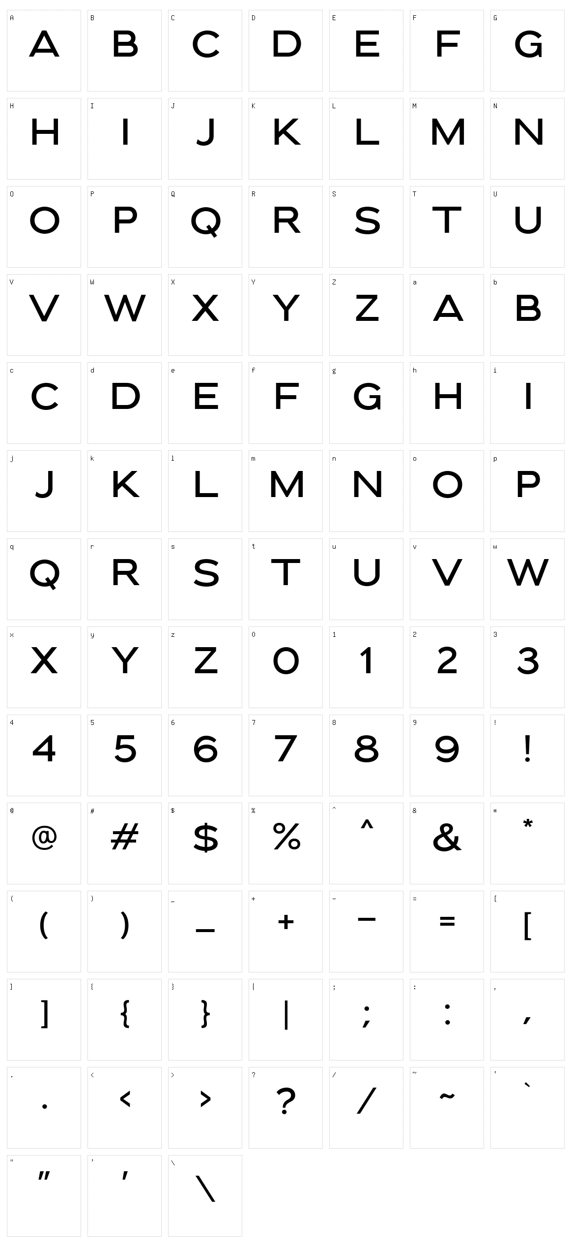 Downey Character Set