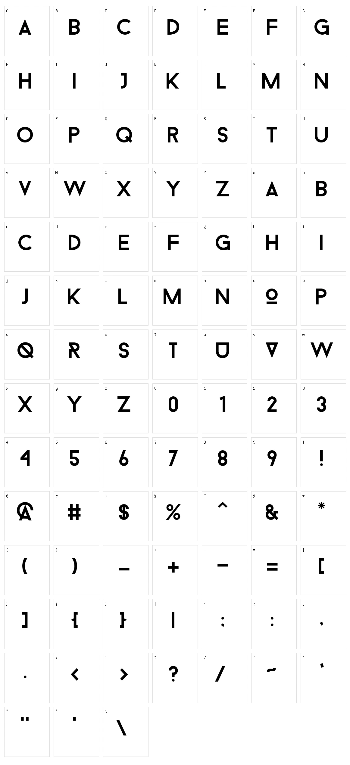 Droidiga Character Set
