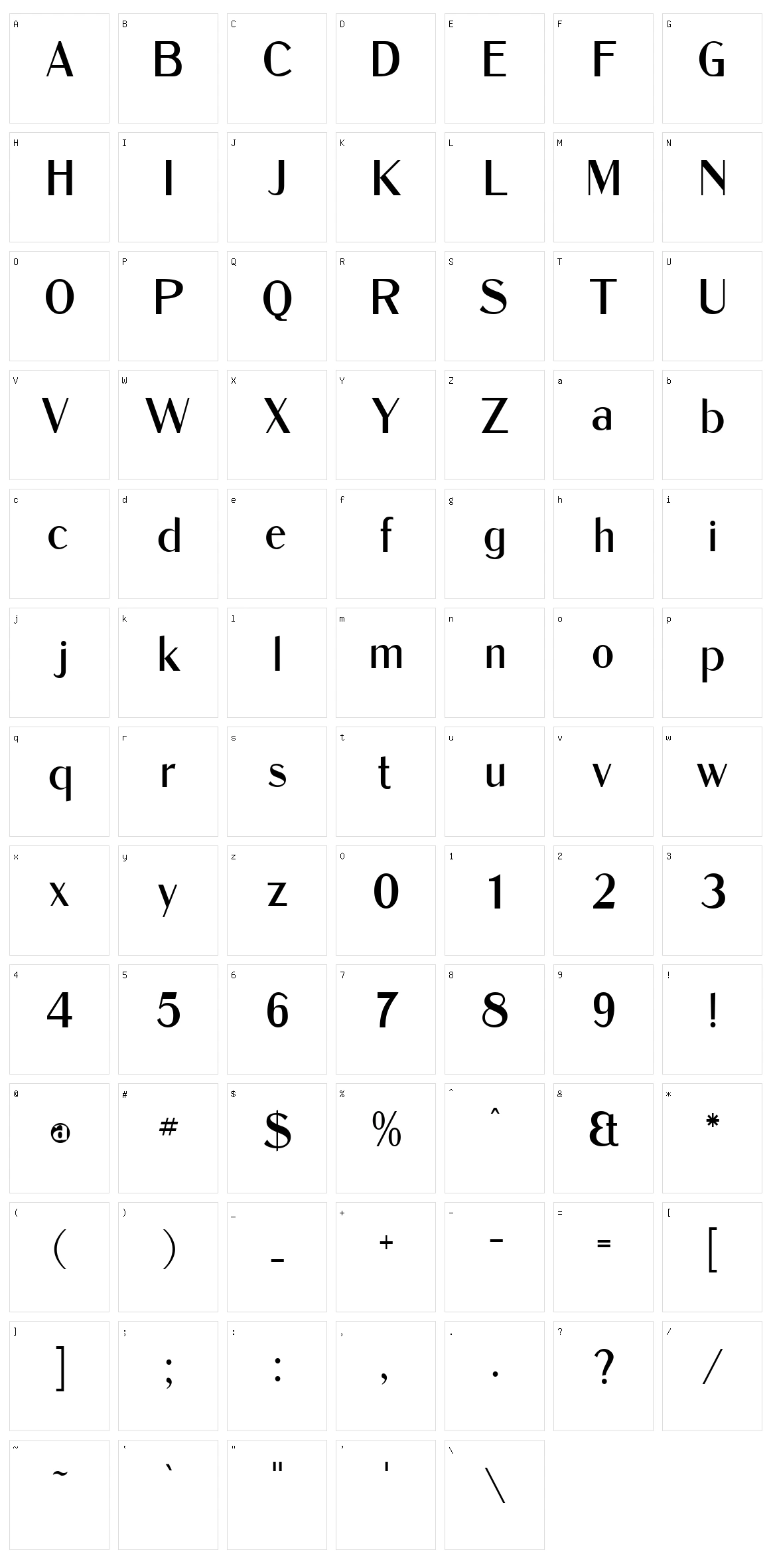 Dukas CF Character Set