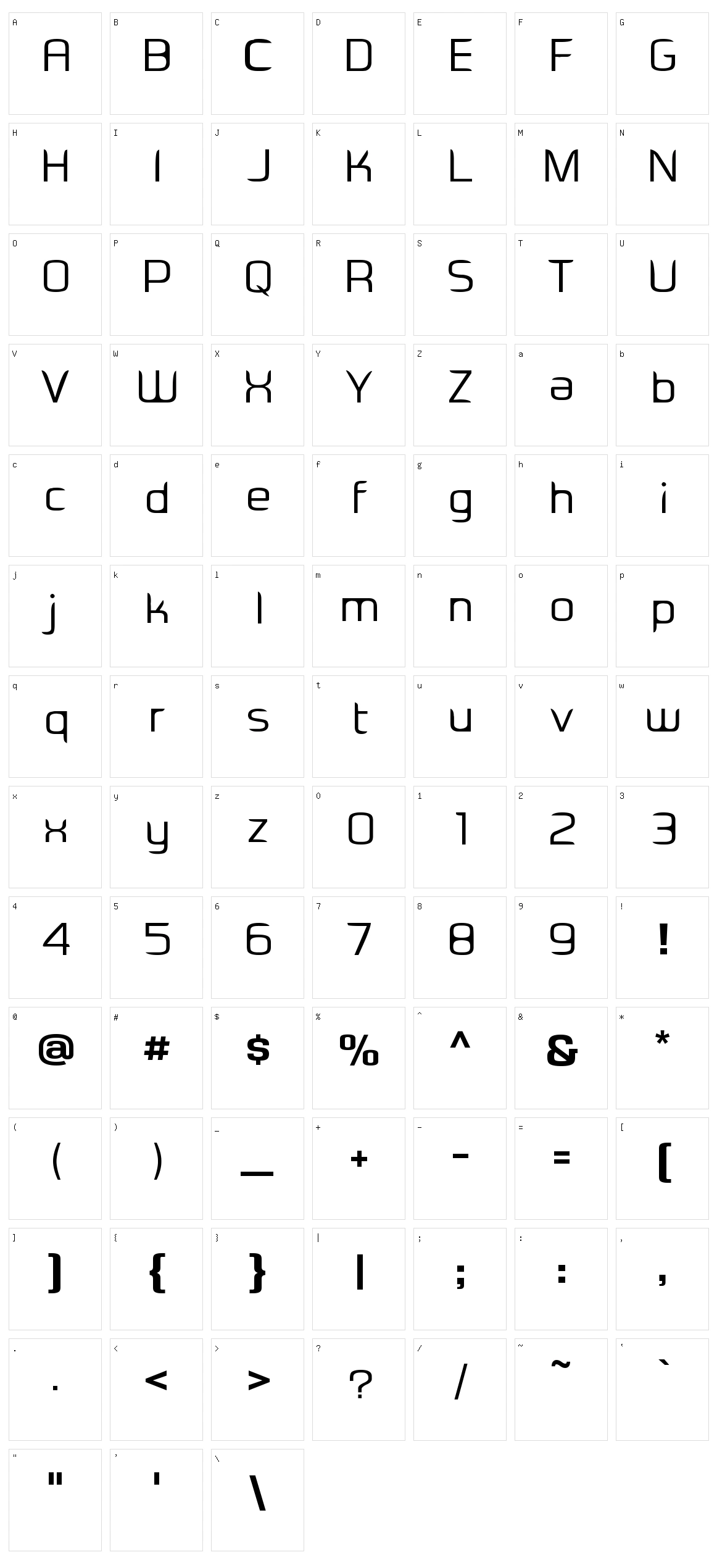 EaDesigner Character Set