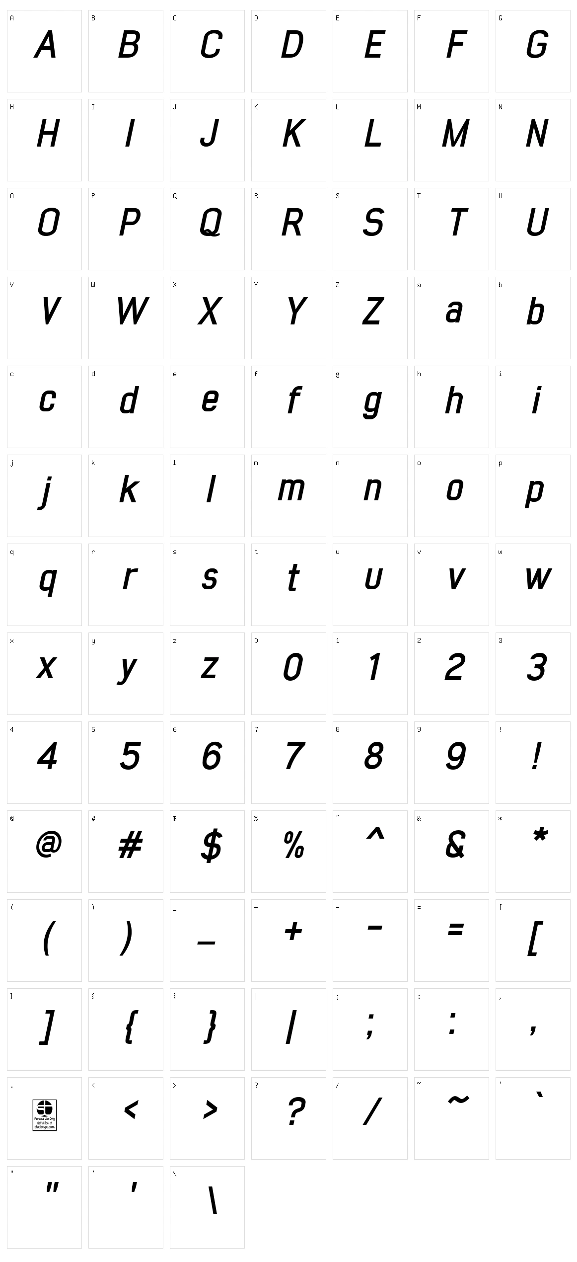 Early Times Character Set