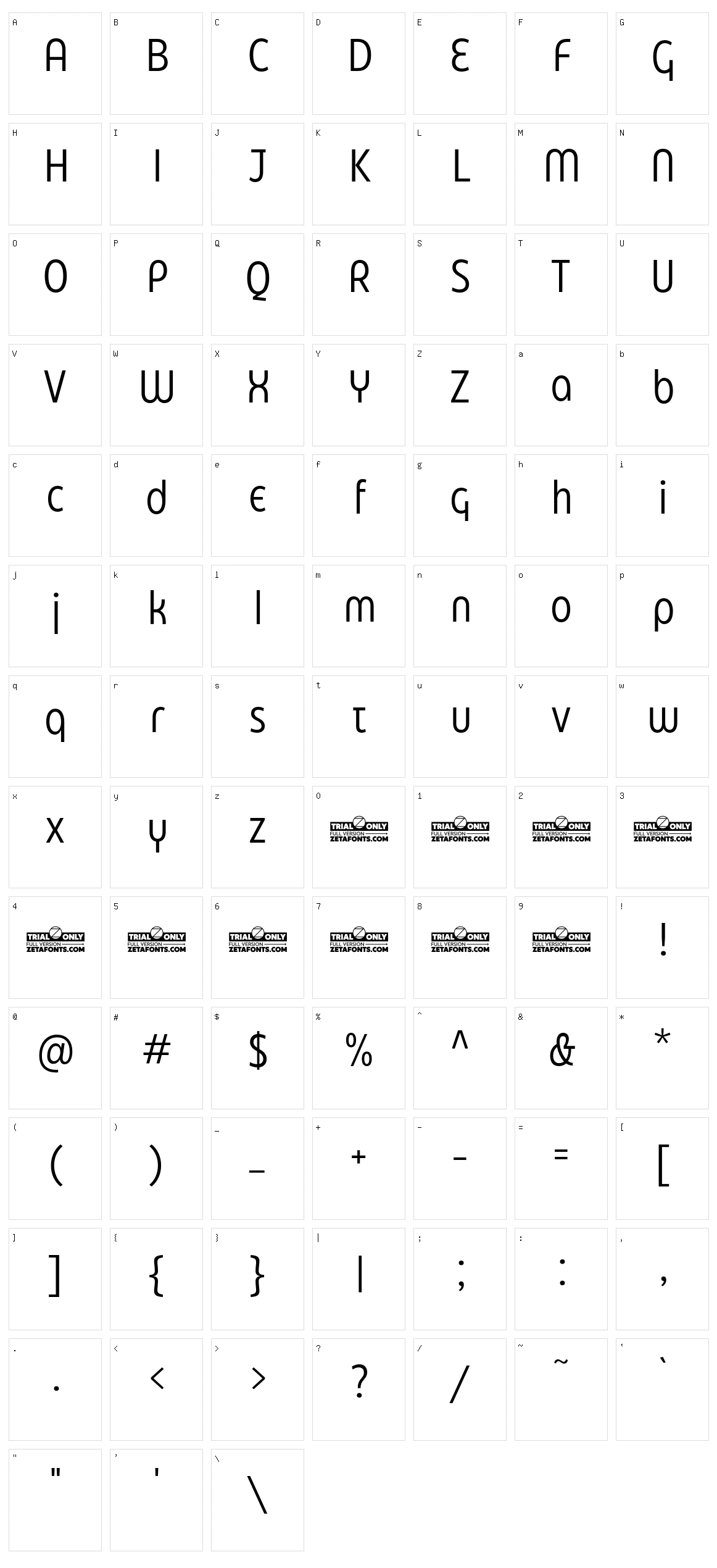 Eastman Condensed Alt Character Set
