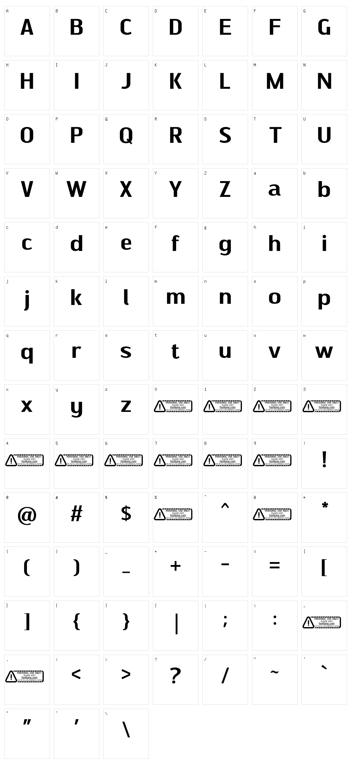 Ebson Character Set