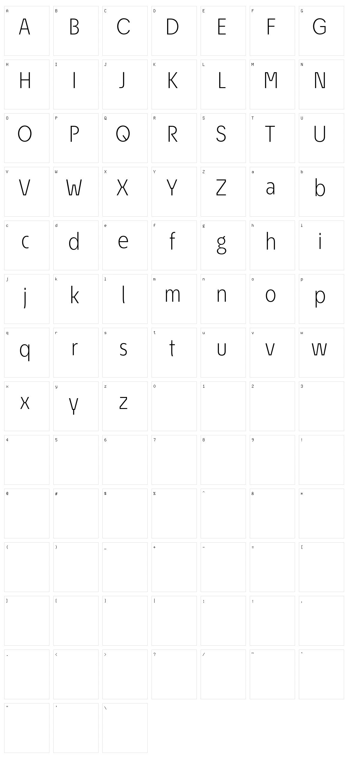 Econo Sans Character Set