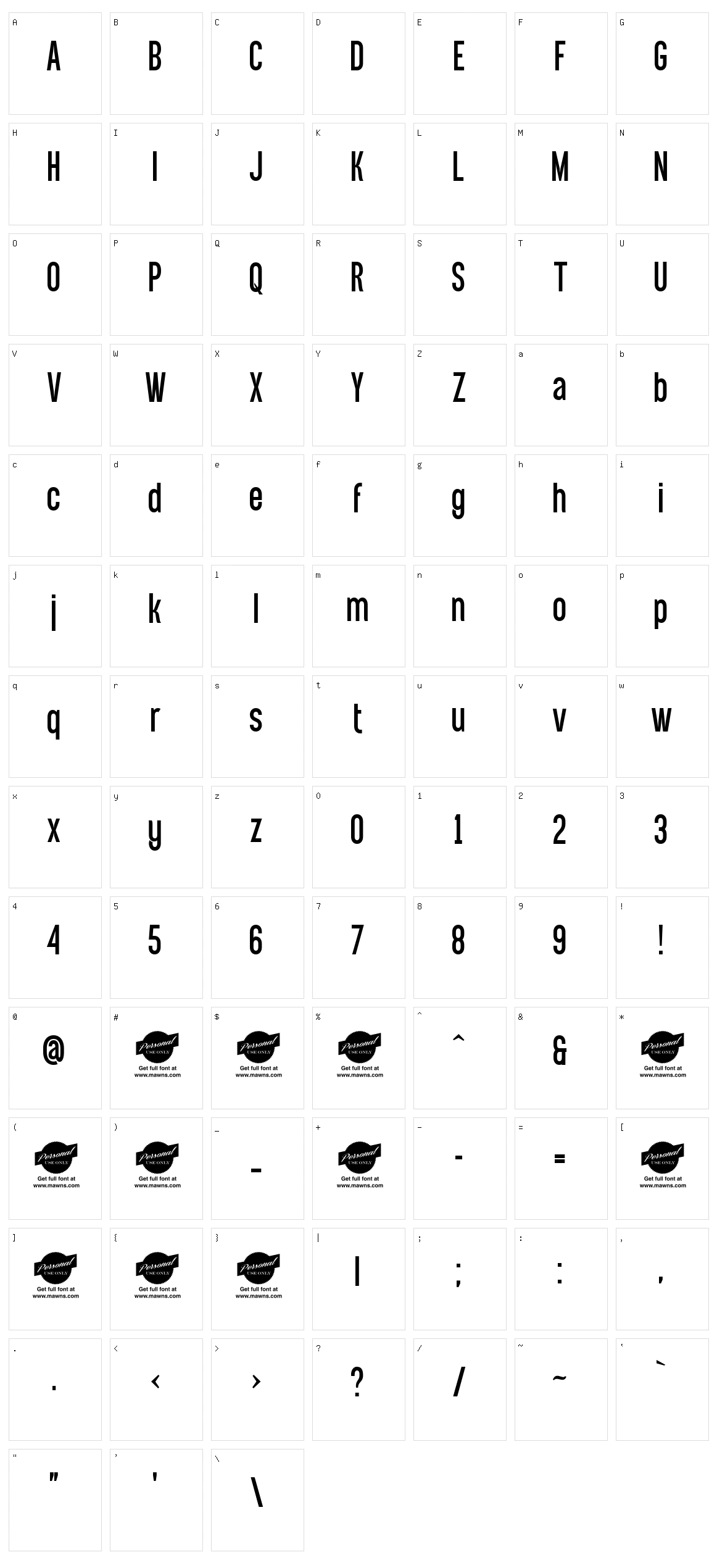Equal Sans Character Set