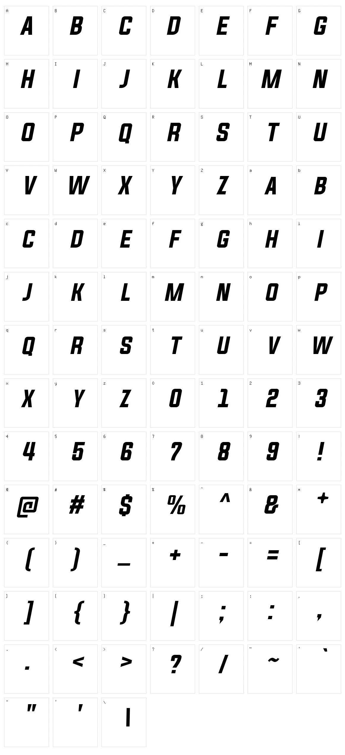 Evogria Character Set