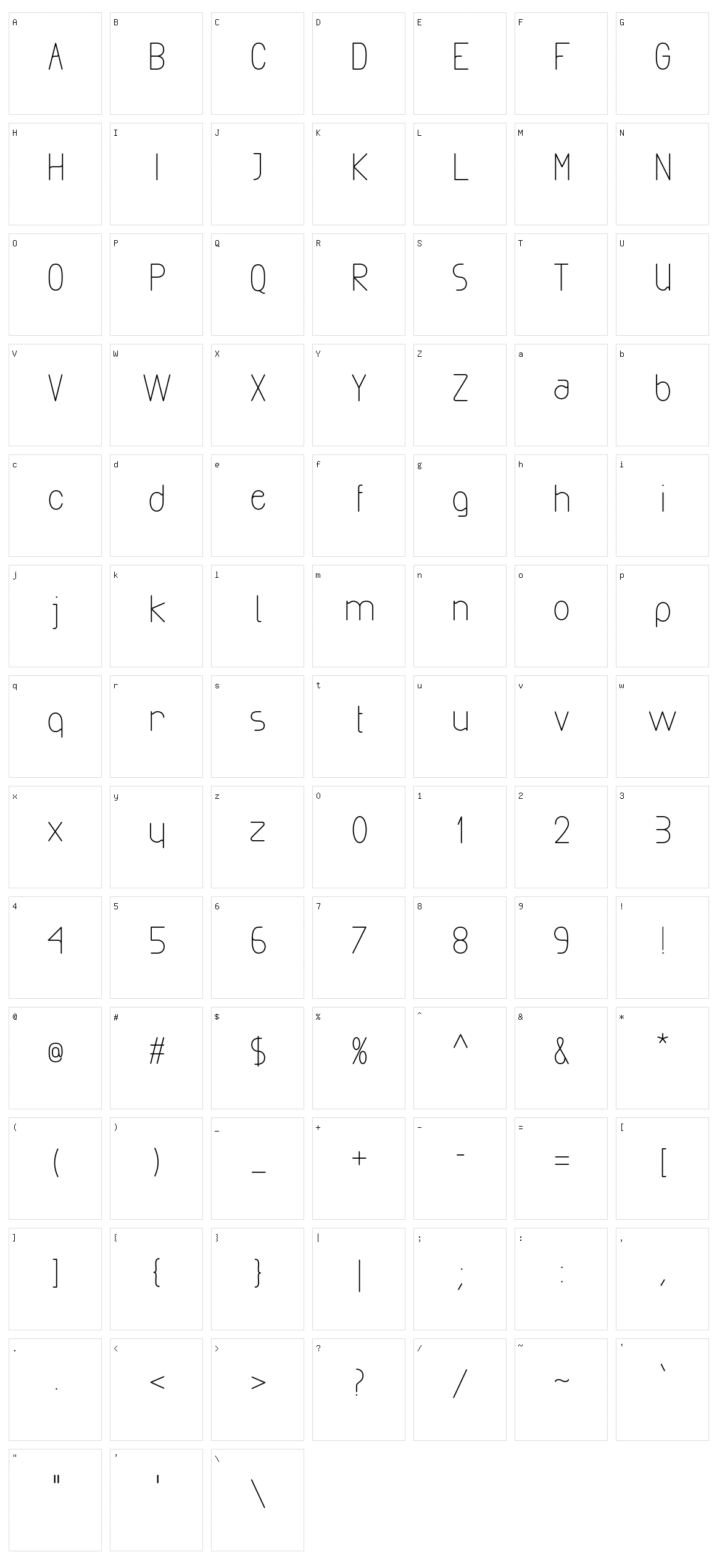 Exacta Character Set