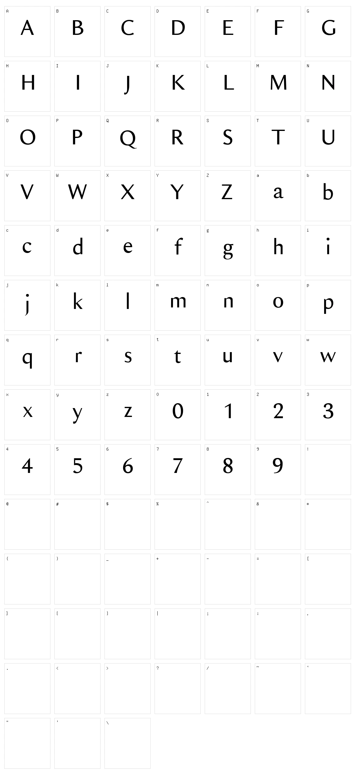 Fabyen Character Set