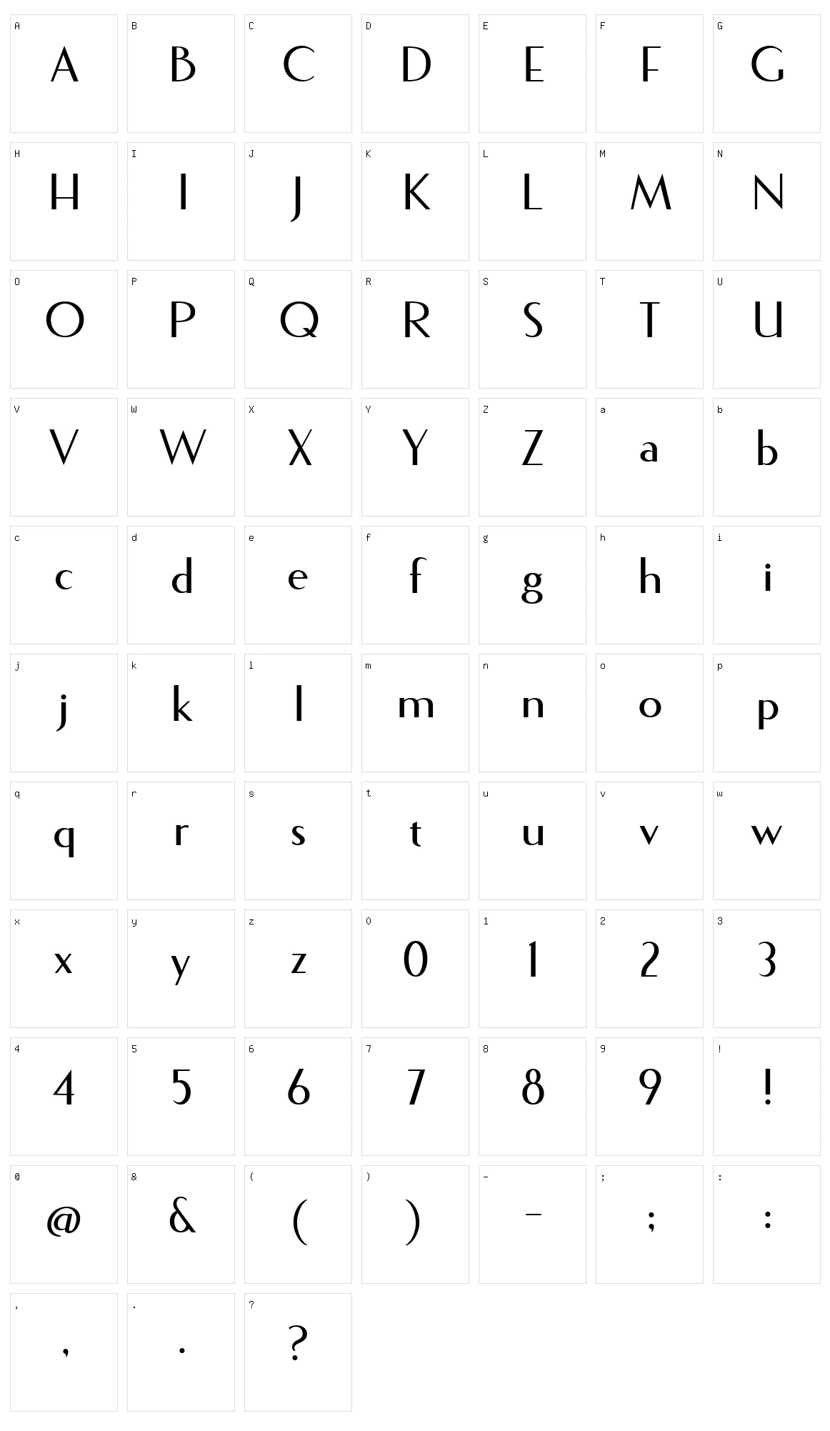 Fecske Character Set