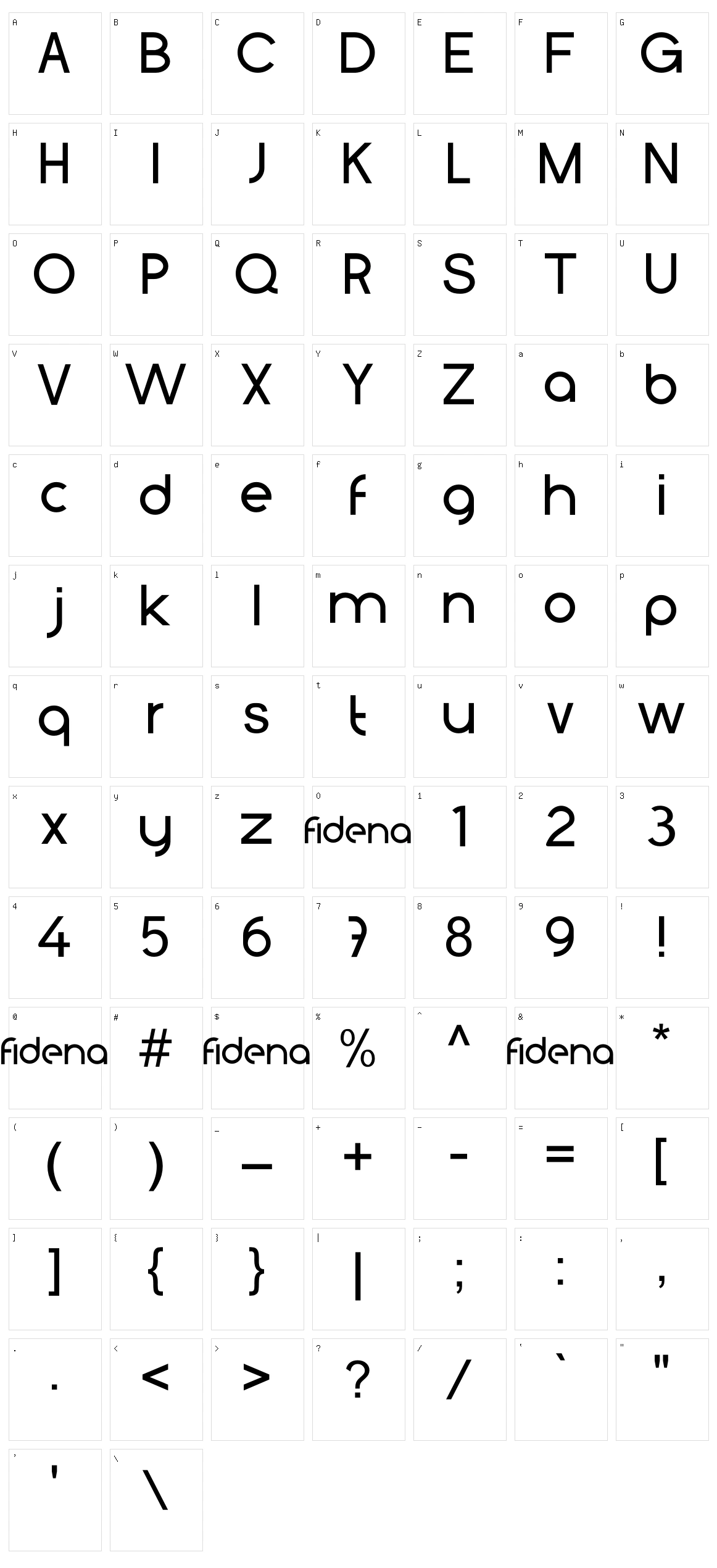 Fidena Character Set