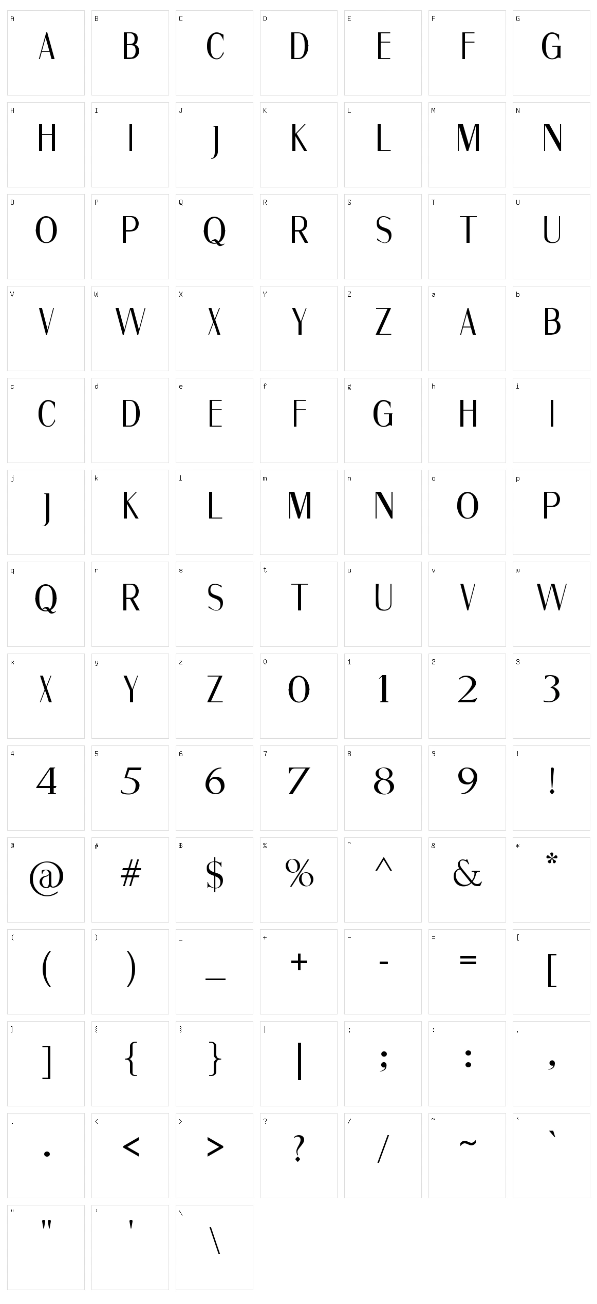 Fine Sans Character Set