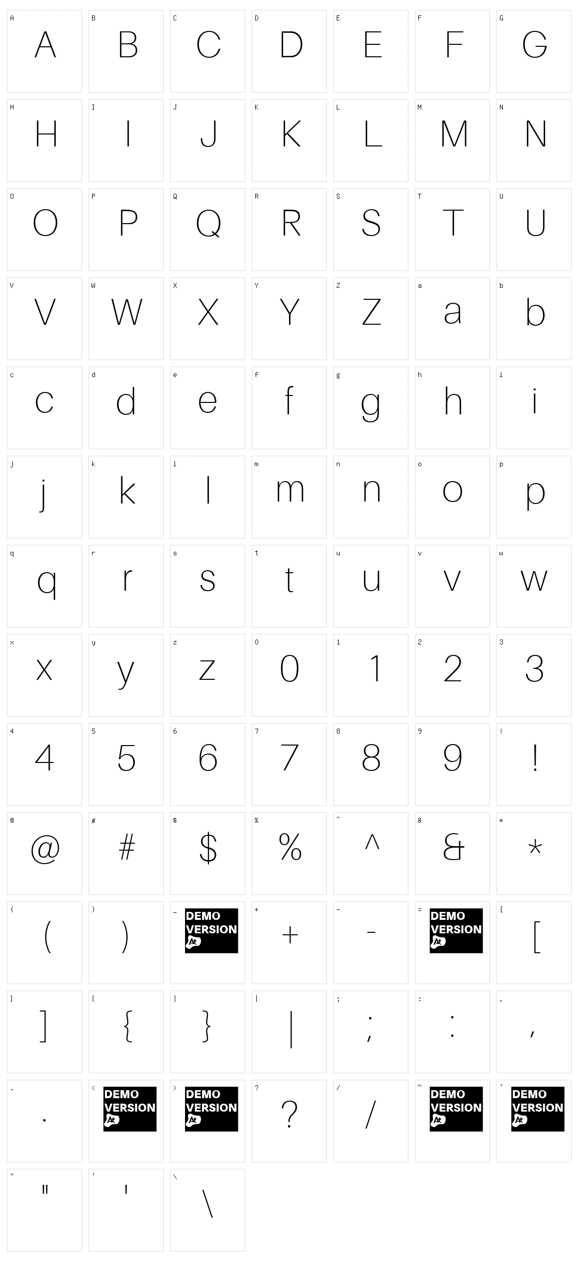 Finis Grotesk Character Set