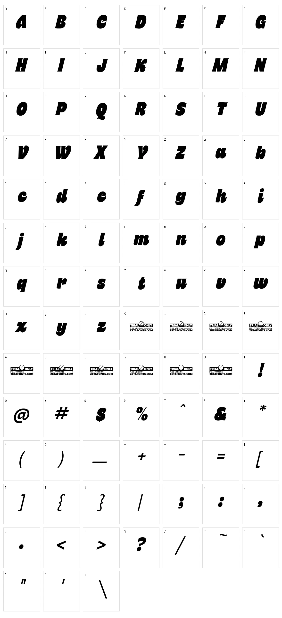 Freitag Display Character Set