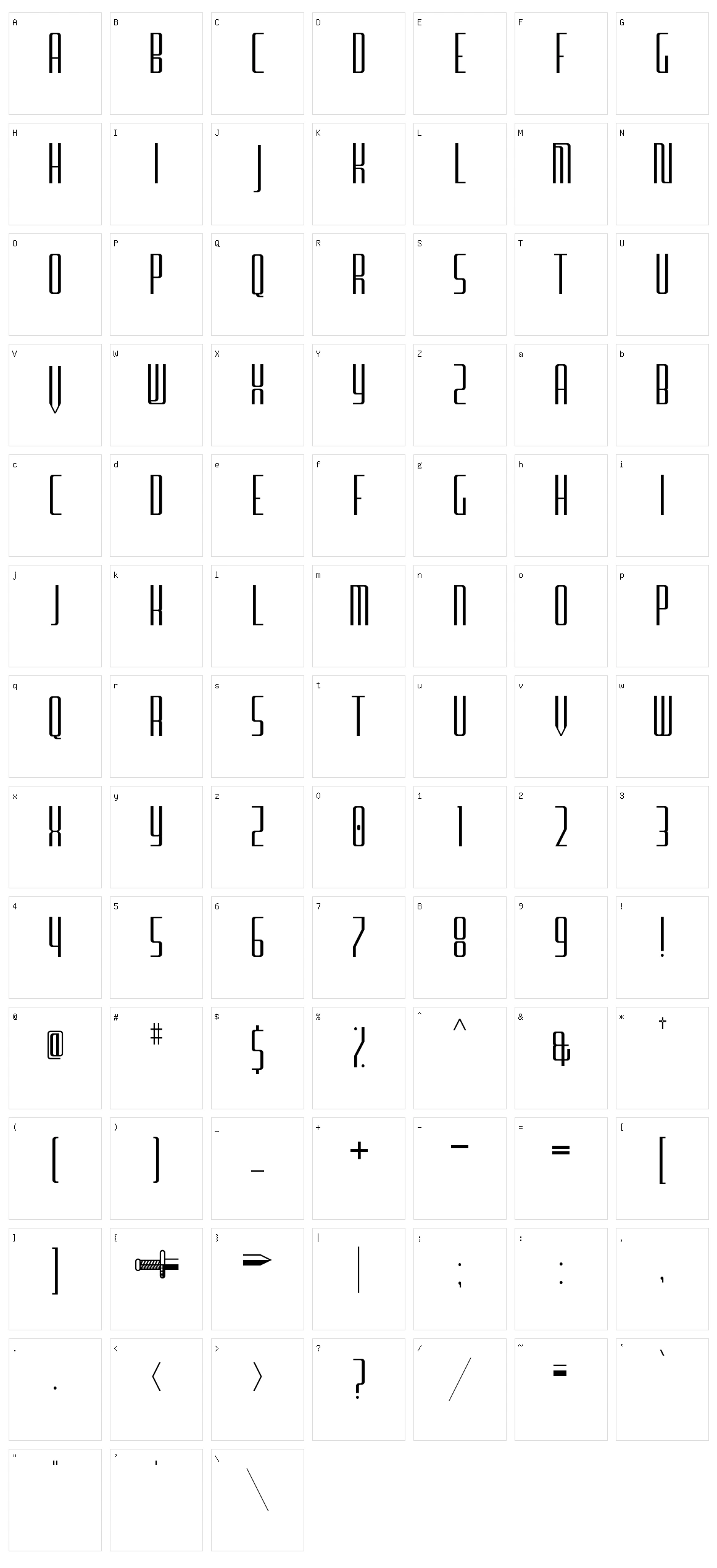 Furgatorio Sans Character Set