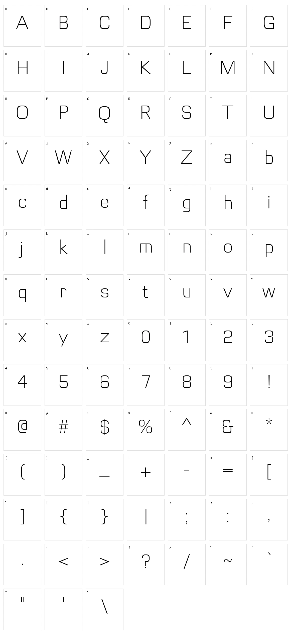 Futurette Character Set