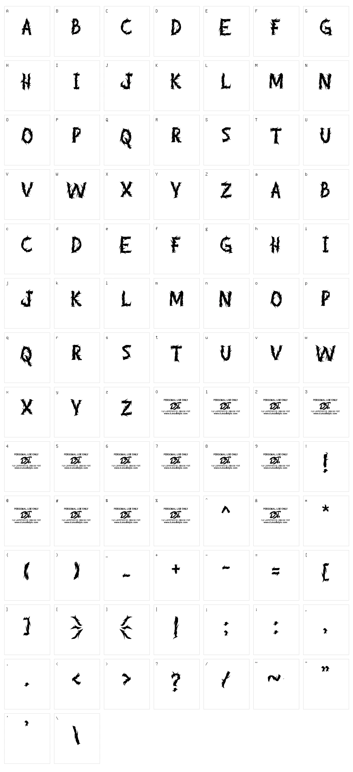 Bogarts Metal Character Set