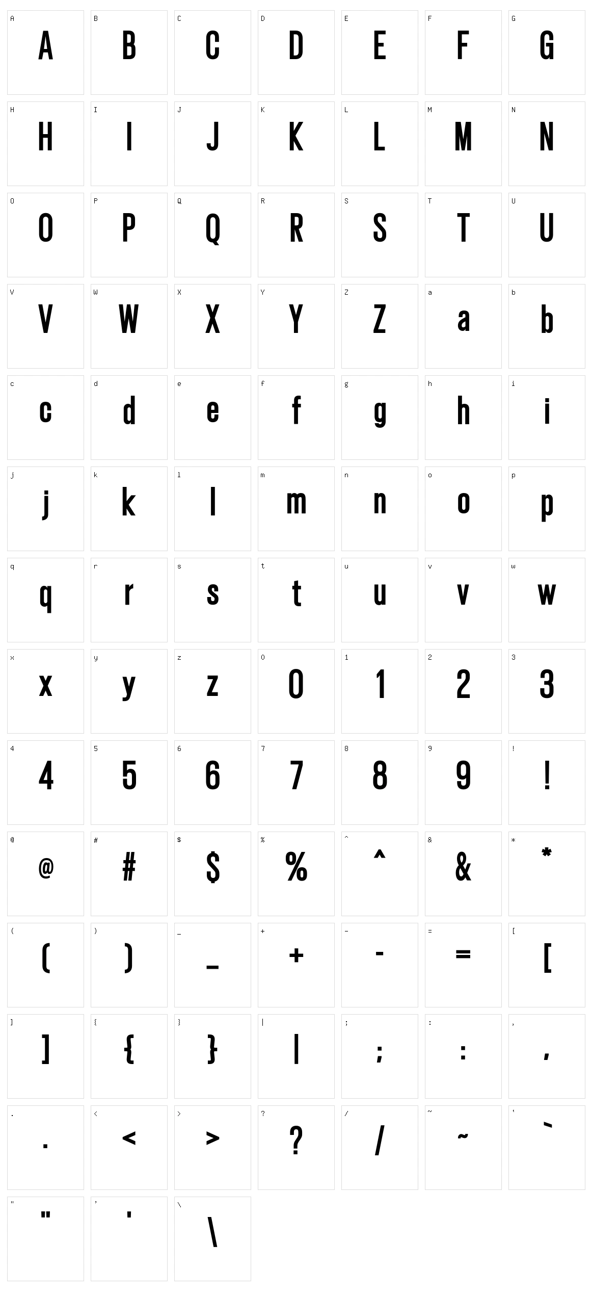 Gatty Character Set