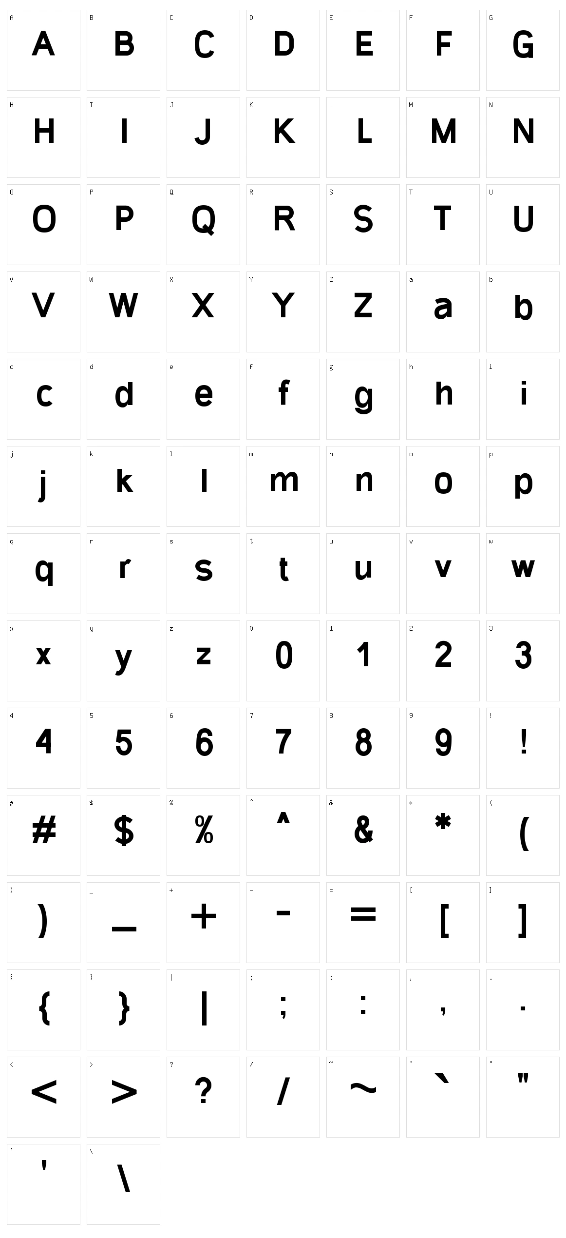 Gecade Character Set